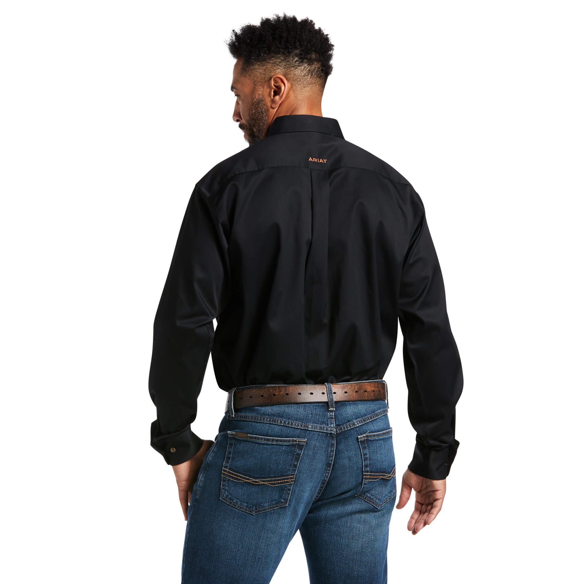 Ariat Solid Twill Classic Fit Shirt in Black - Image 3