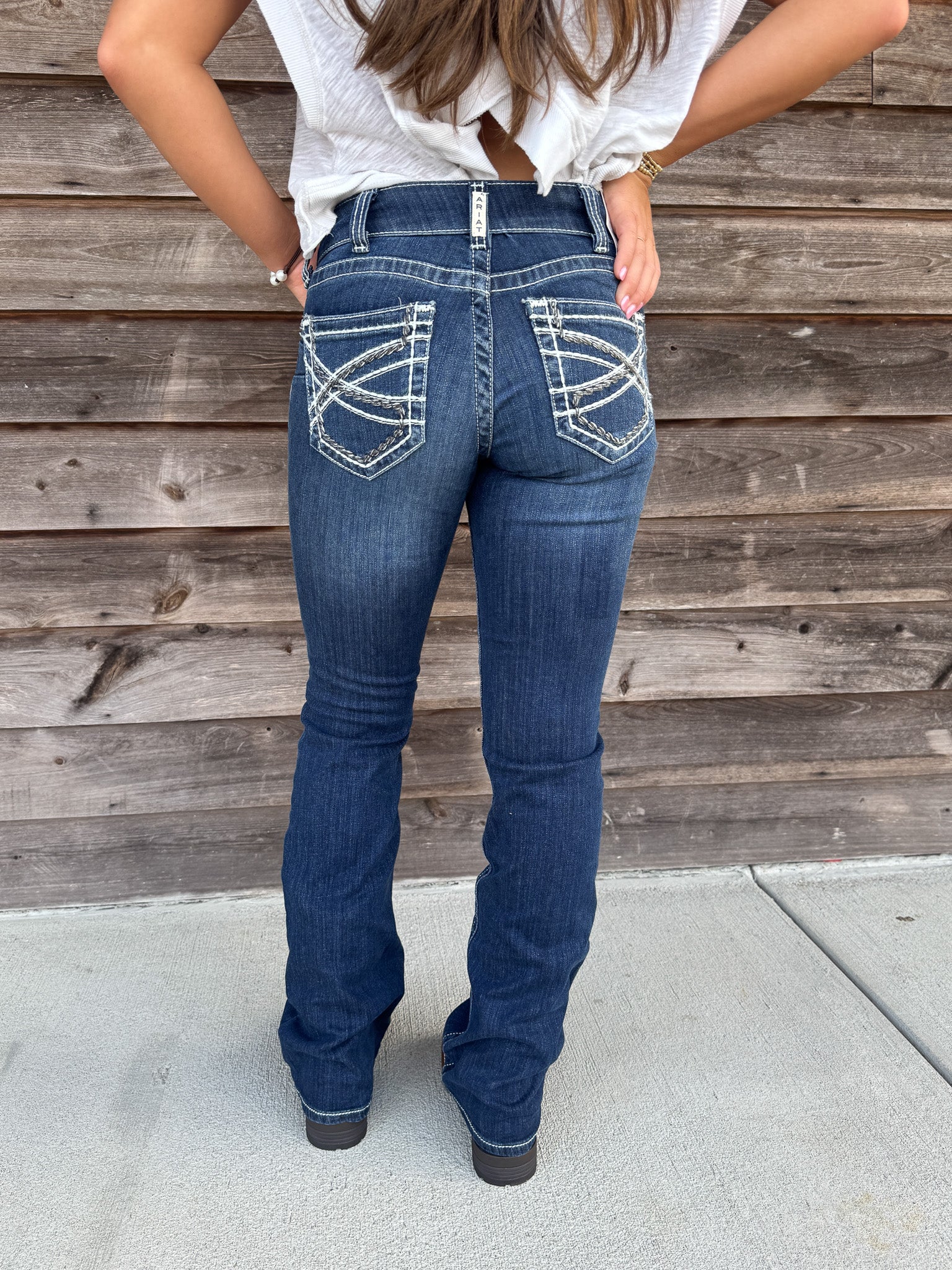 Women's Ariat R.E.A.L. Mid Rise Stretch Entwined Boot Cut Jeans - Image 7