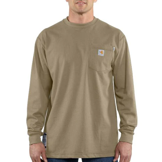 Carhartt Flame-Resistant Force Long-Sleeve T-Shirt in Khaki