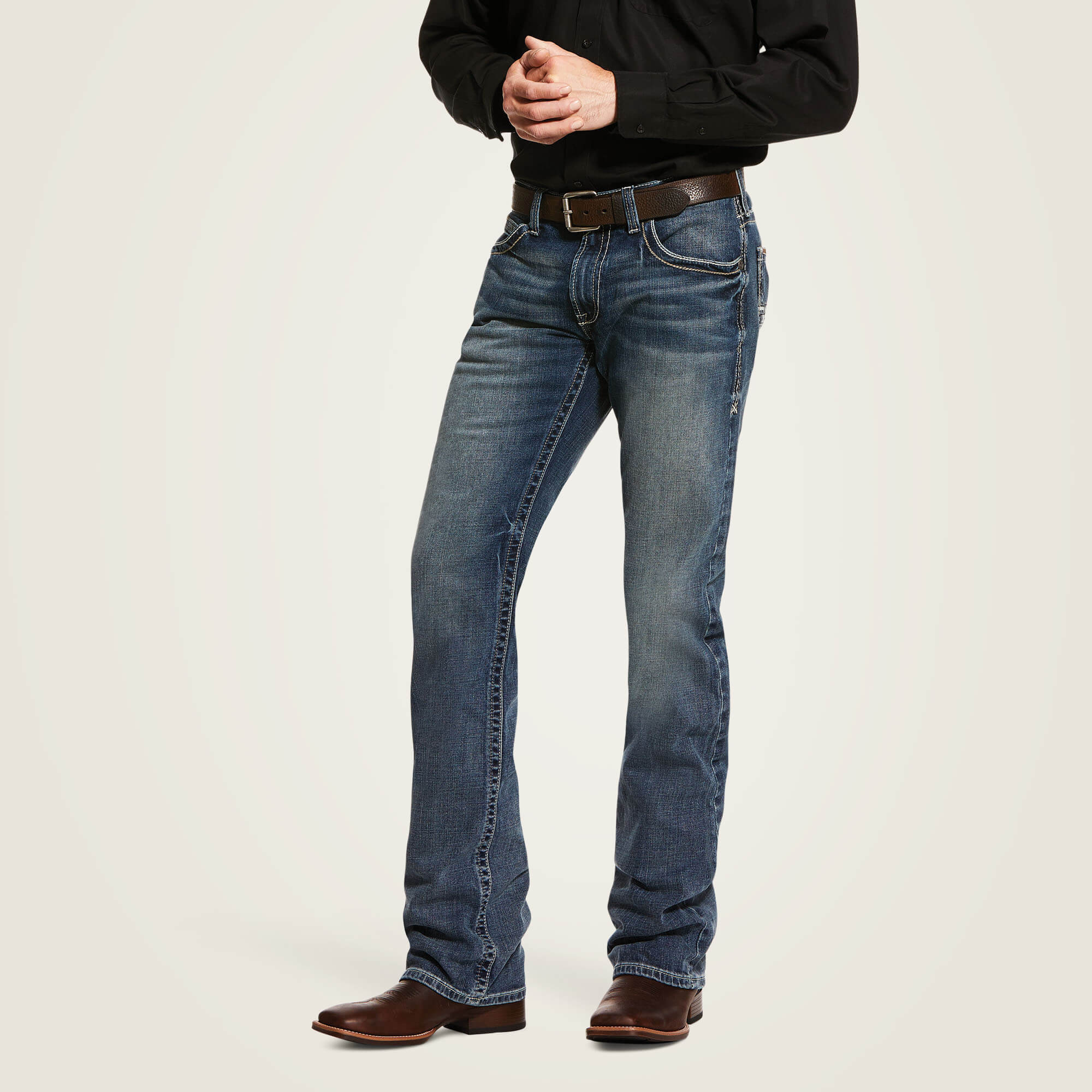 Men's Ariat M5 Slim Stretch Adkins Stackable Straight Leg Jeans - Image 4