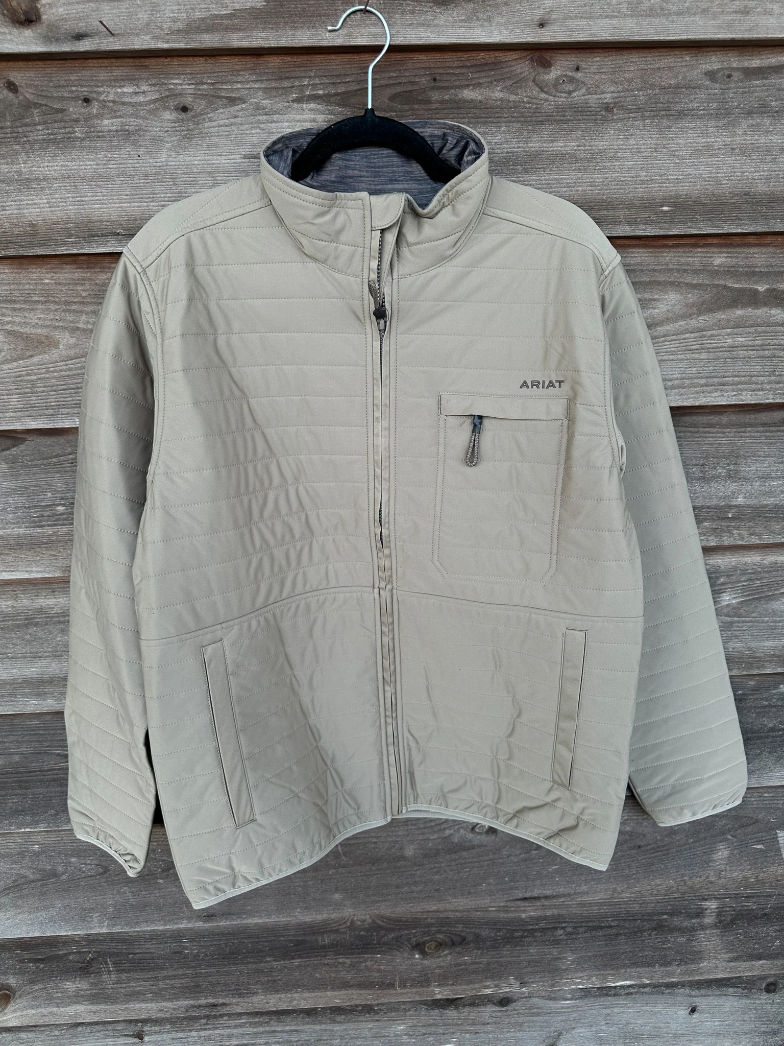 Men's Ariat Wylie Full Zip Jacket in Khaki - Image 2