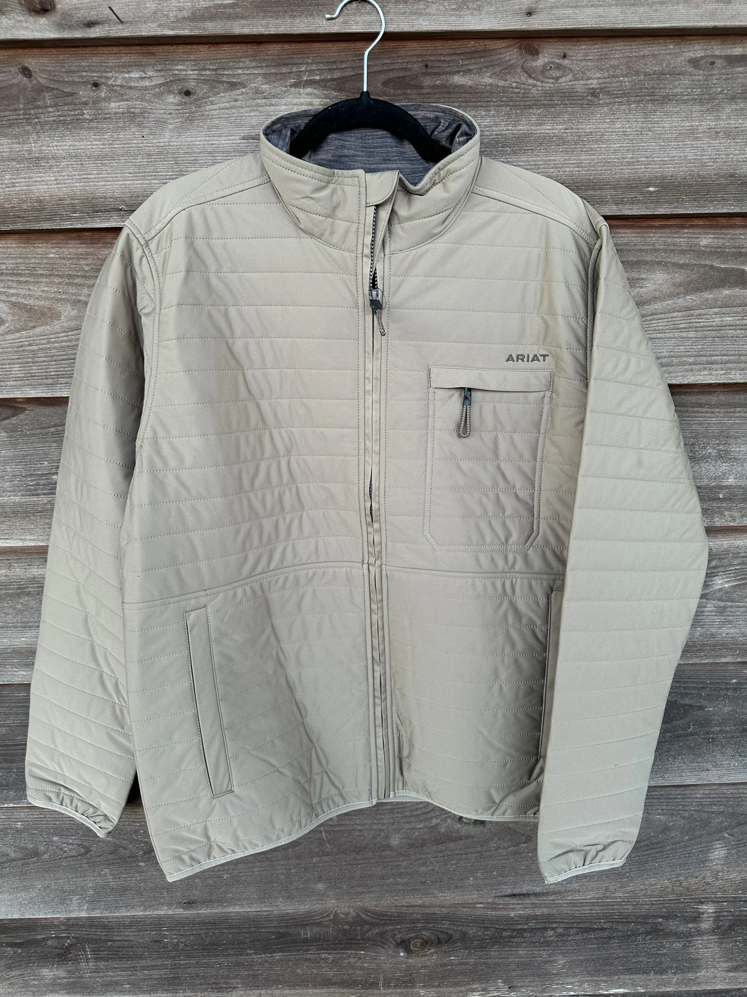 Men's Ariat Wylie Full Zip Jacket in Khaki - Image 8