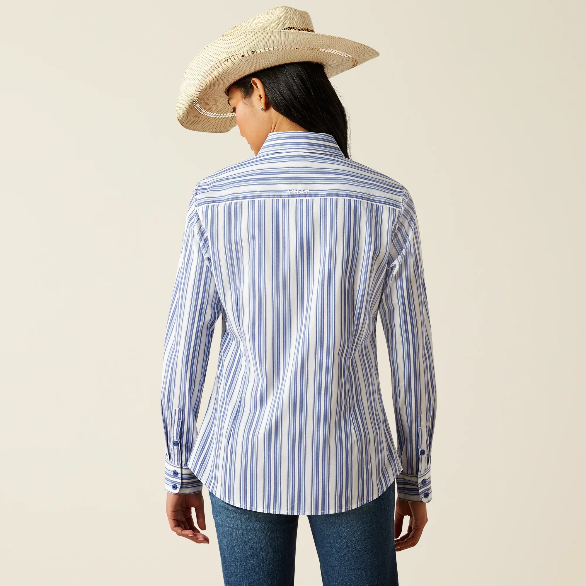 Ariat Women's Kirby Cobalt & White Striped Western Shirt - Image 12