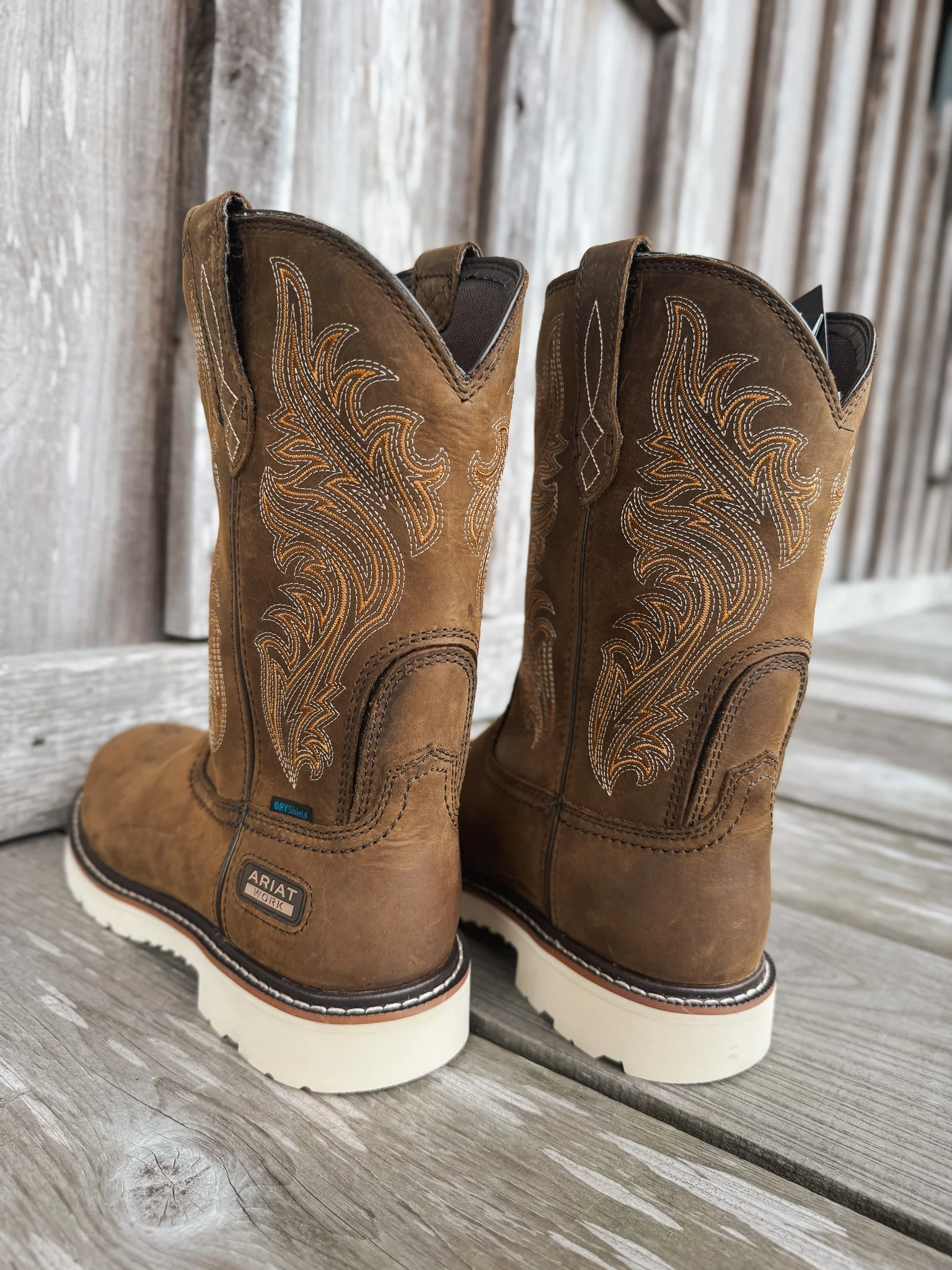Men's Ariat Activator Argo Distressed Brown Waterproof Round Toe Work Boots - Image 7