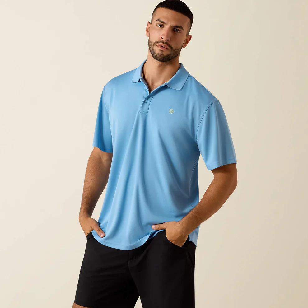Men's Ariat TEK Polo in Blissful Blue - Image 2