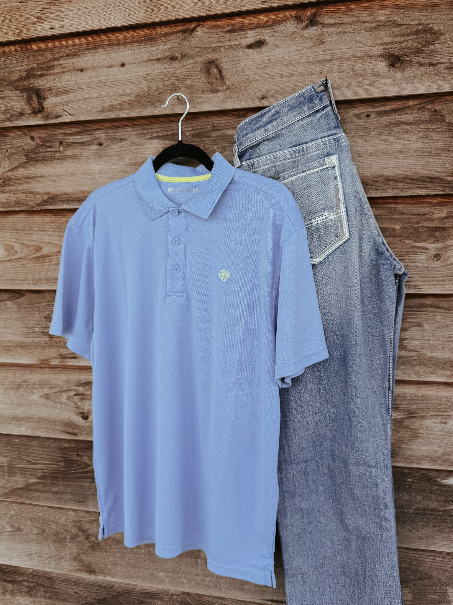 Men's Ariat TEK Polo in Blissful Blue - Image 5
