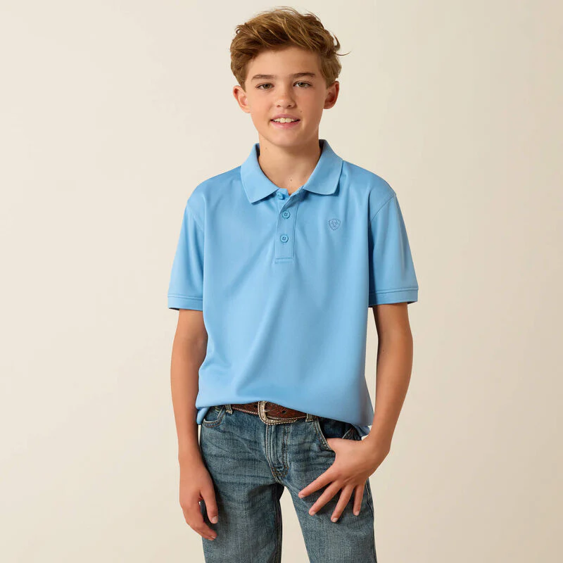 Youth Ariat TEK Polo in Blissful Blue - Image 11
