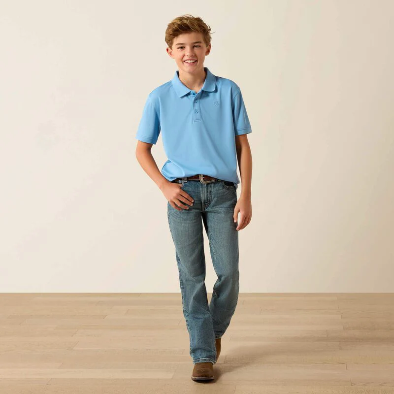 Youth Ariat TEK Polo in Blissful Blue - Image 12