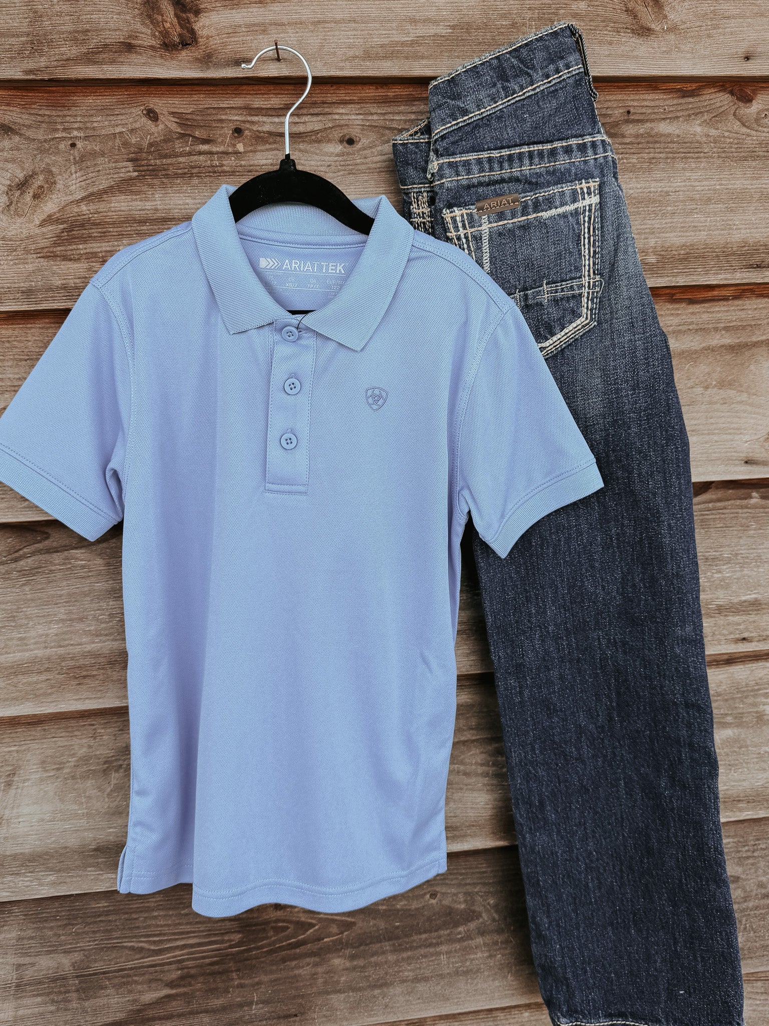 Youth Ariat TEK Polo in Blissful Blue - Image 7