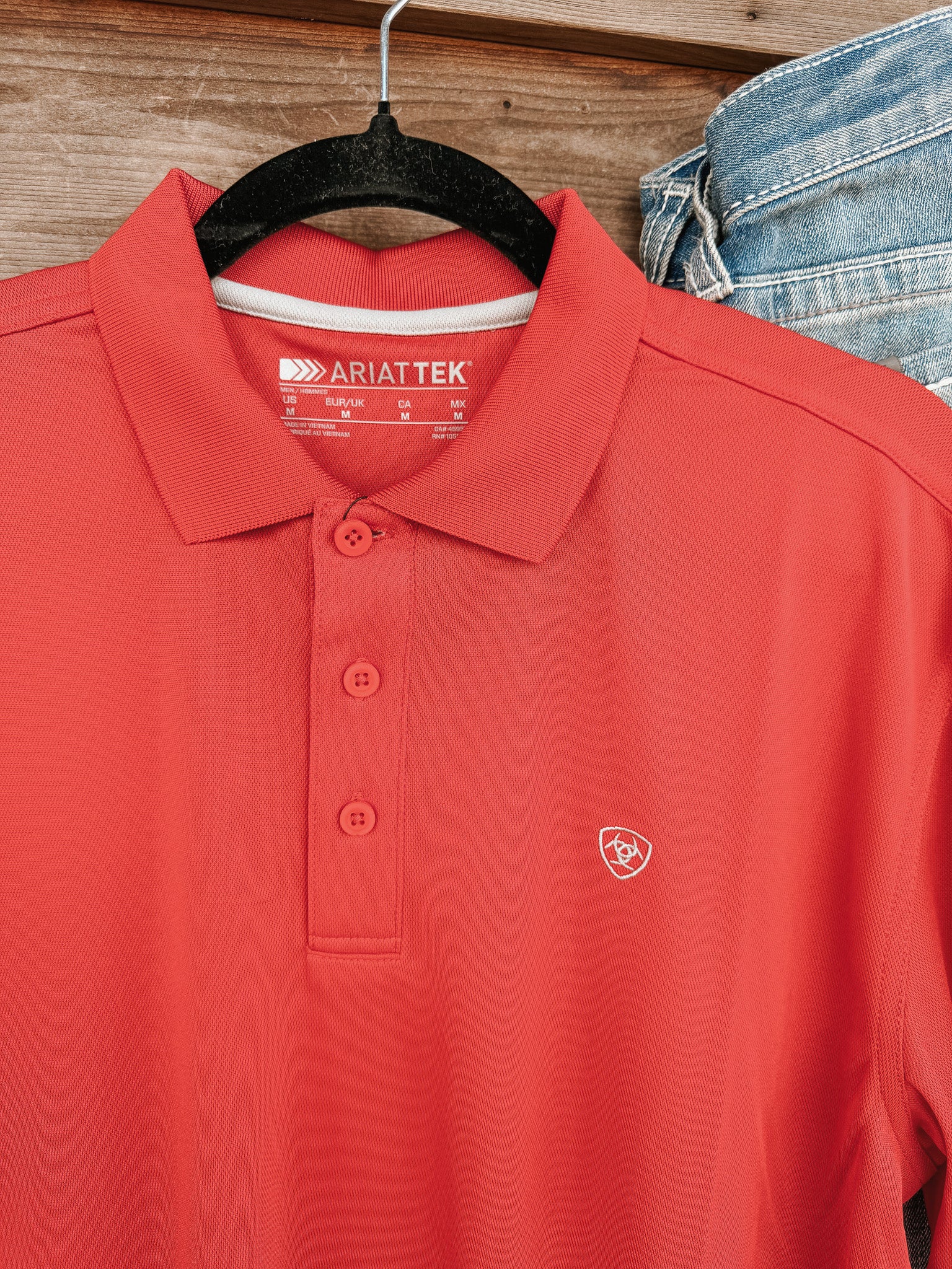 Men's Ariat TEK Polo in Scarlet - Image 6