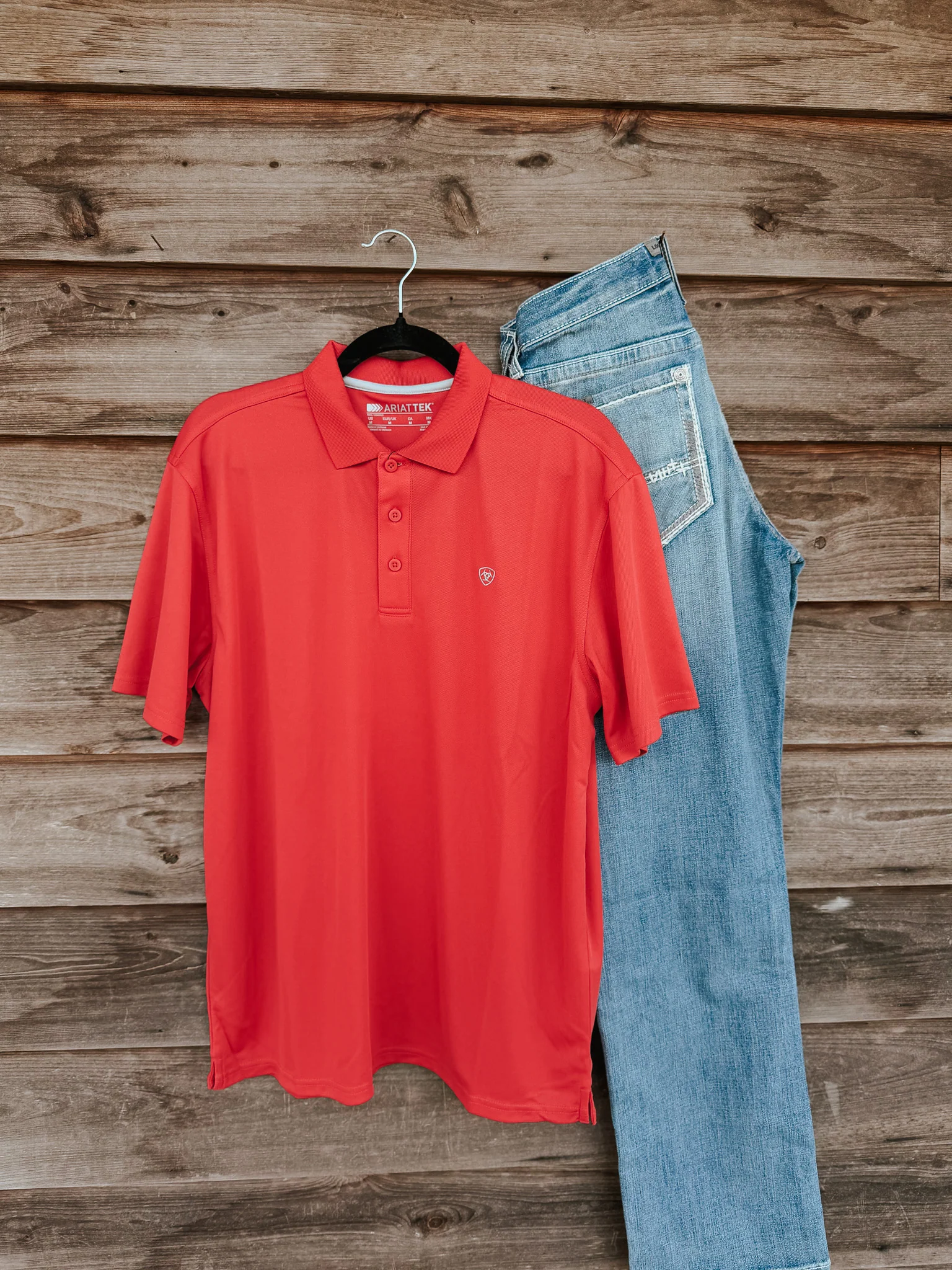 Men's Ariat TEK Polo in Scarlet - Image 7