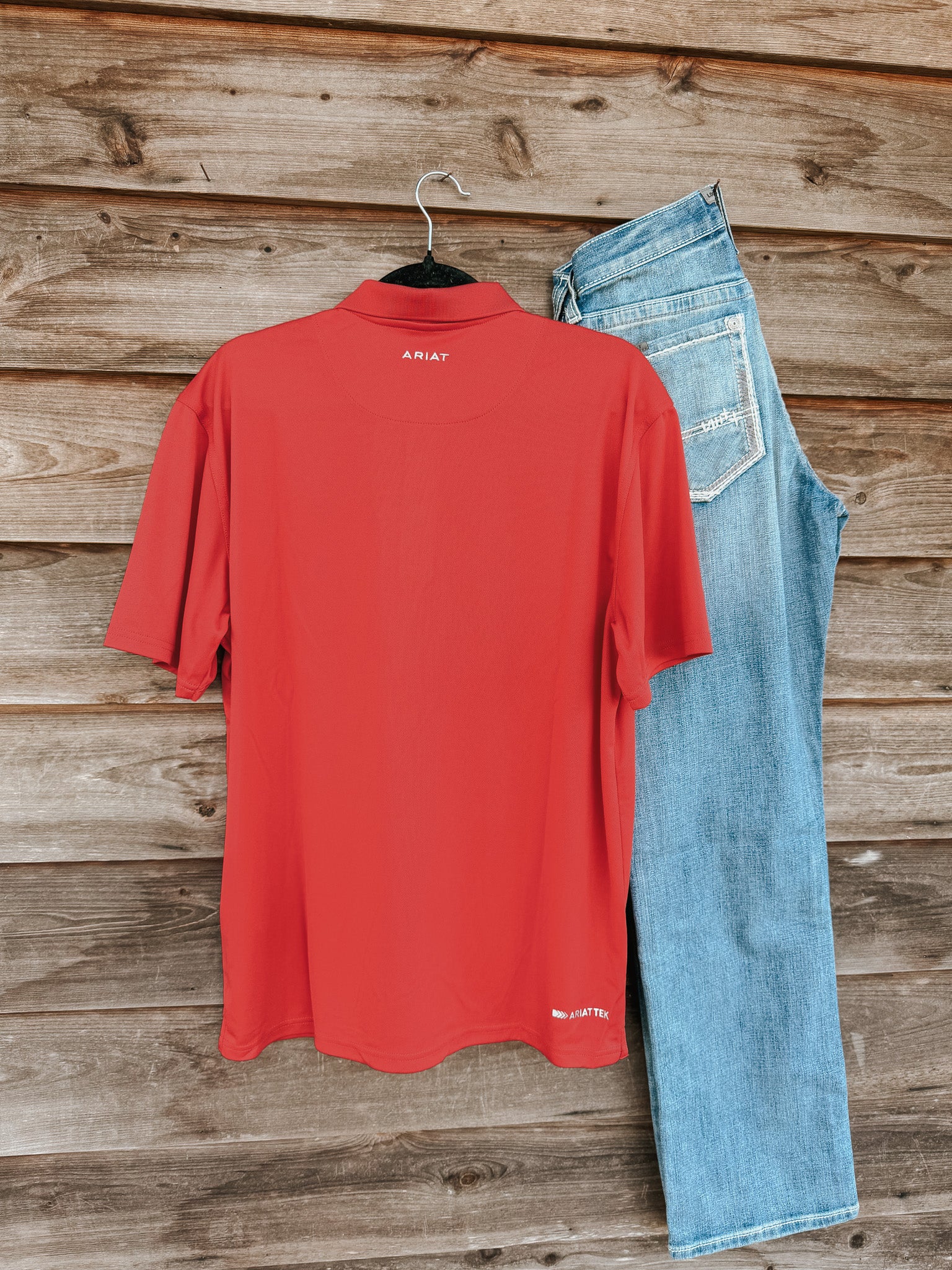 Men's Ariat TEK Polo in Scarlet - Image 8