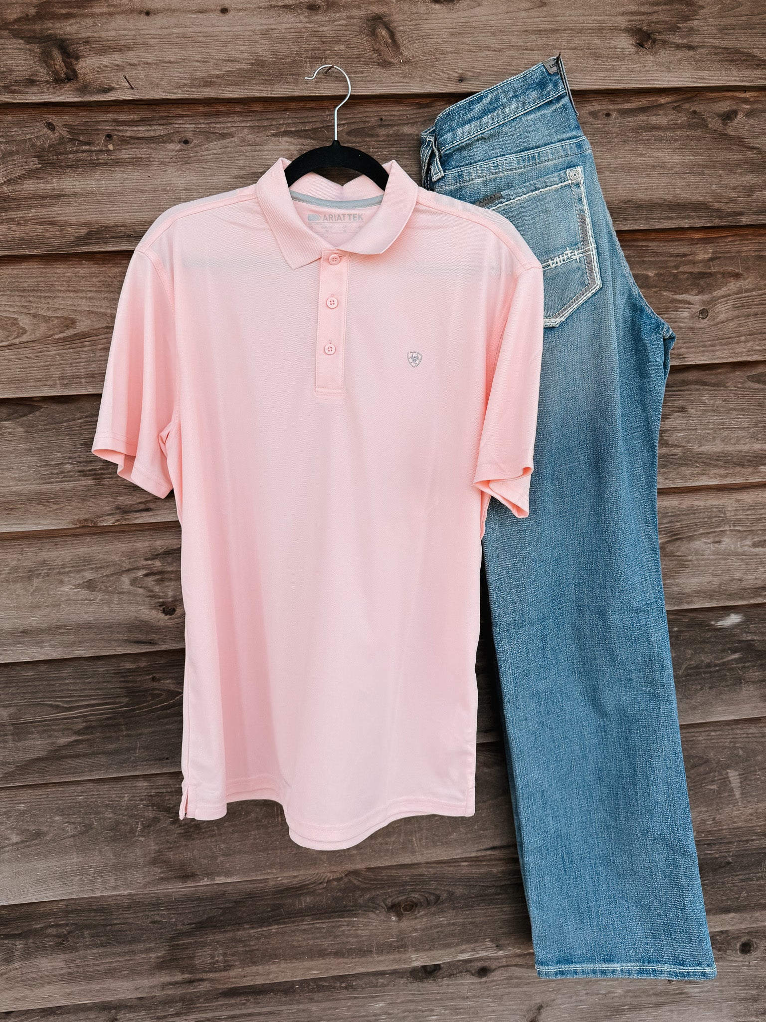 Men's Ariat TEK Polo in Icy Pink - Image 2