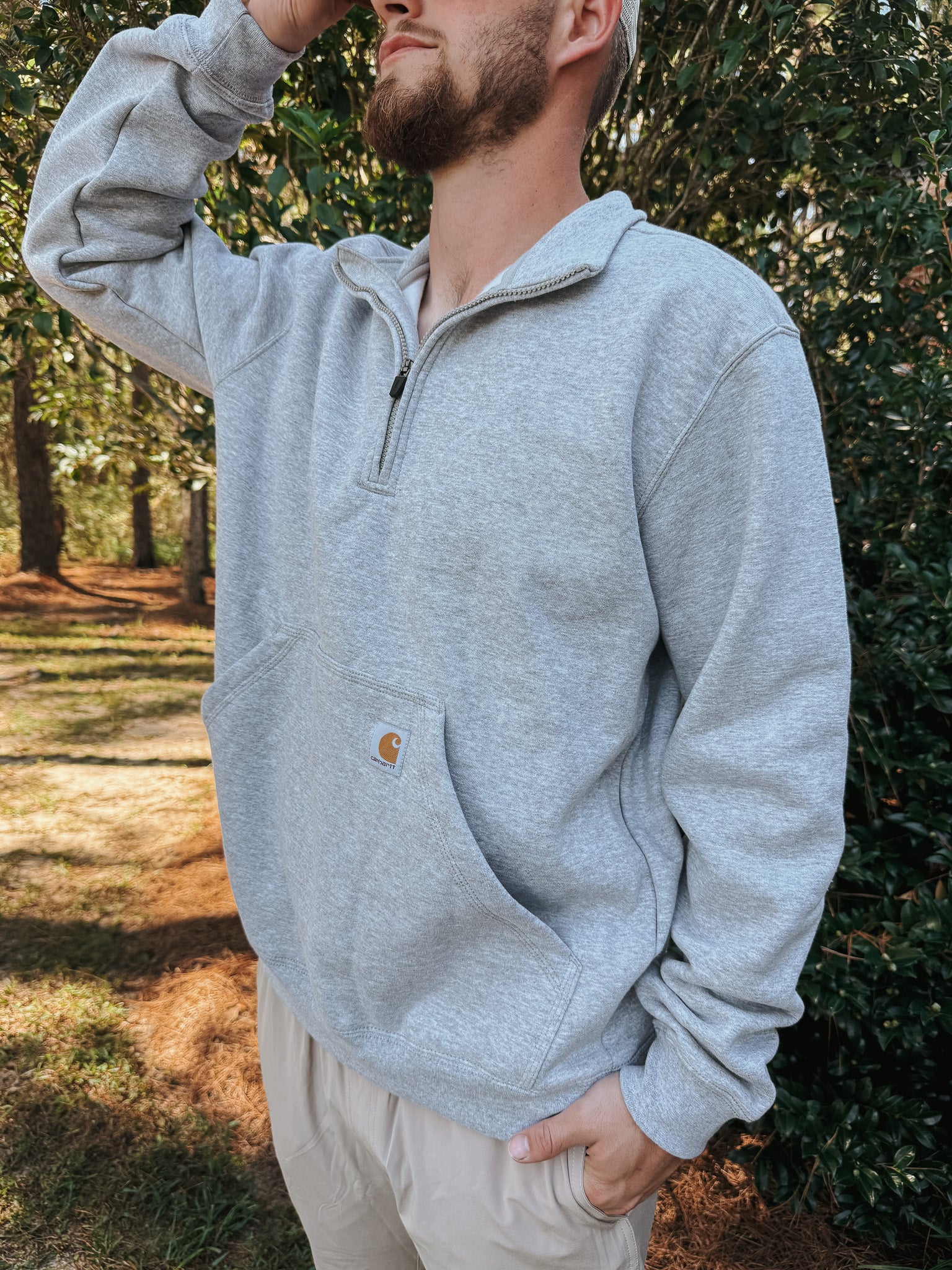 Carhartt Midweight 1/4 Zip Sweatshirt - Heather Grey - Image 5