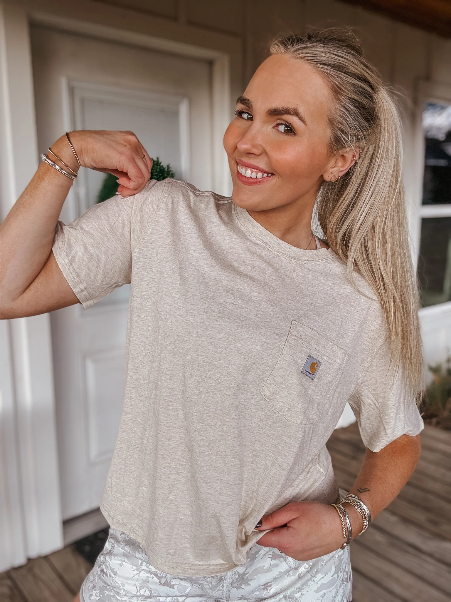 Carhartt Women's TENCEL Fiber Series Loose Fit Crewneck Tee - Oat Milk Heather