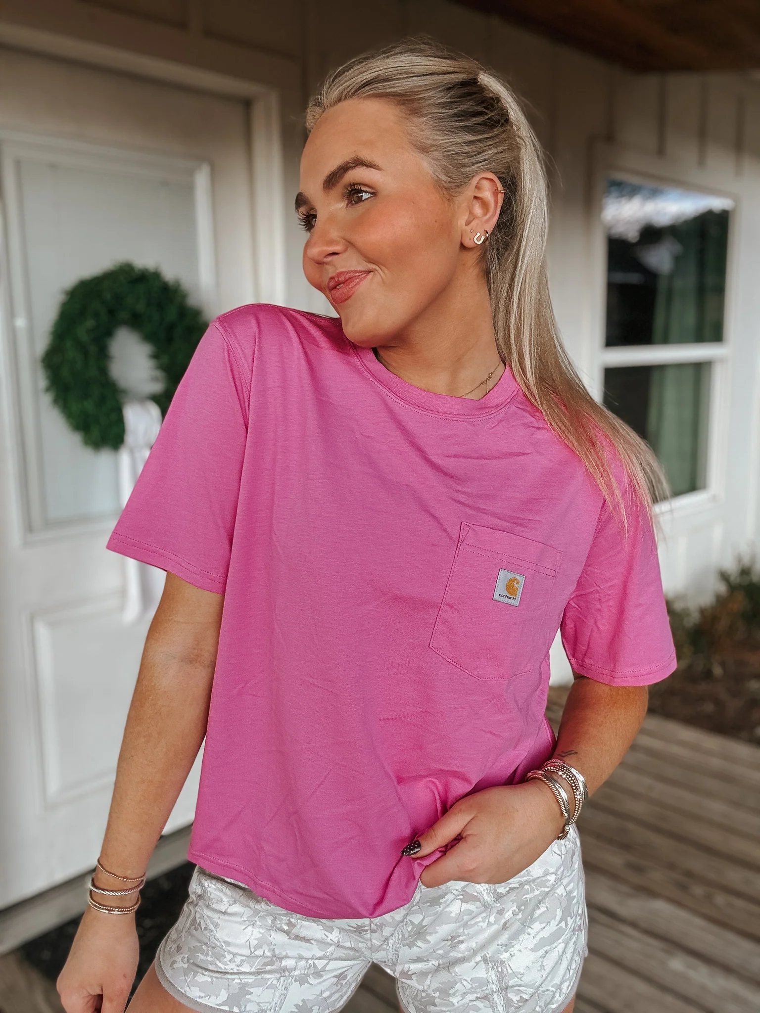 Carhartt Women's TENCEL™ Fiber Series Loose Tee - Fuchsia - Image 3