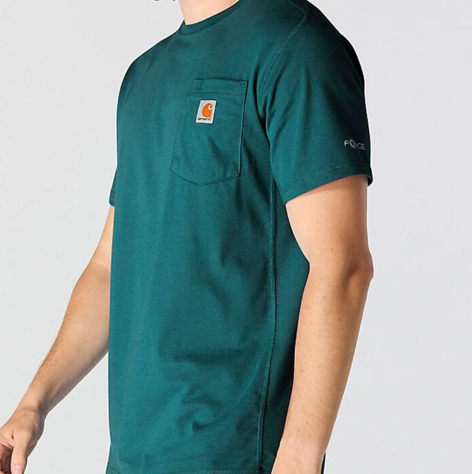 Carhartt Force Relaxed Fit Short-Sleeve Pocket T-Shirt in Greenstone - Image 3