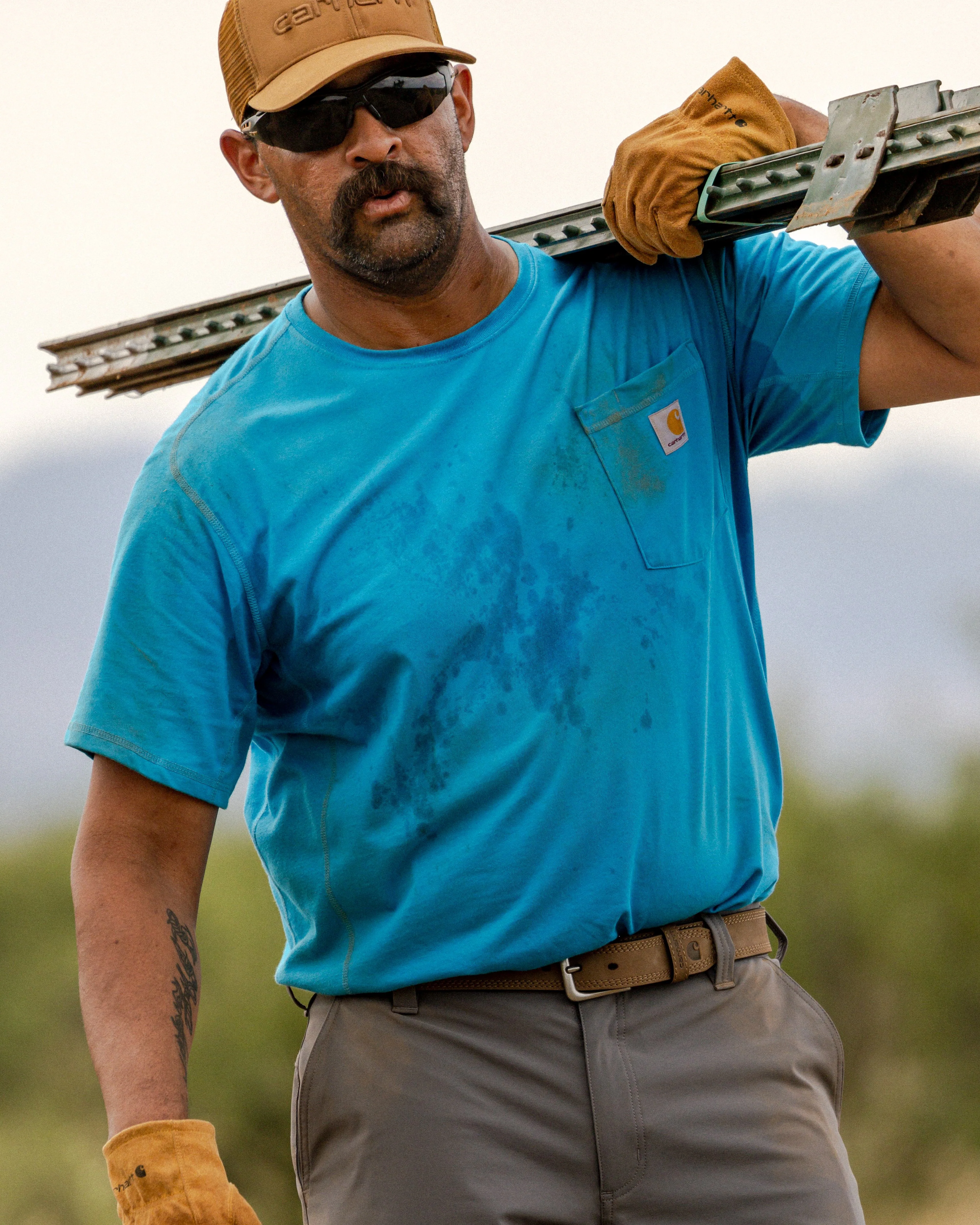 Carhartt Force Relaxed Fit Midweight Short Sleeve Pocket T-Shirt - Atomic Blue - Image 6