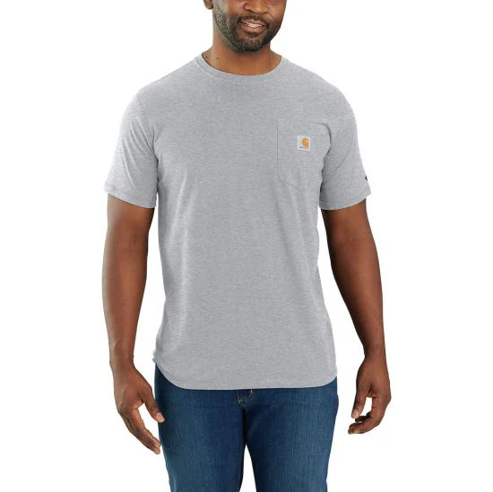 Carhartt Force Relaxed Fit Midweight Short Sleeve Pocket T-Shirt in Heather Grey - Image 4
