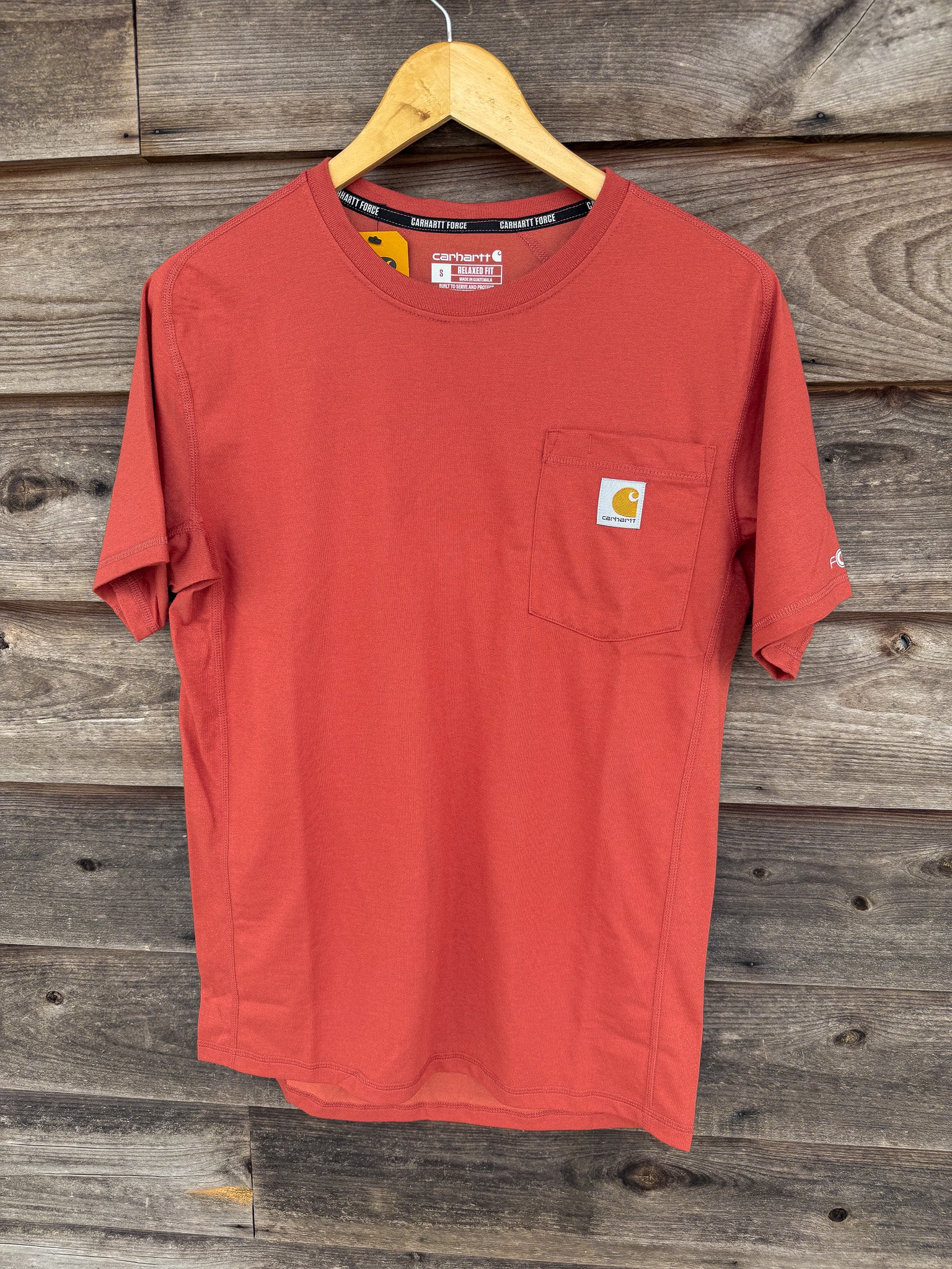 Men's Carhartt Force Relaxed Fit Midweight Short Sleeve Pocket T-Shirt - Saddle Red Heather