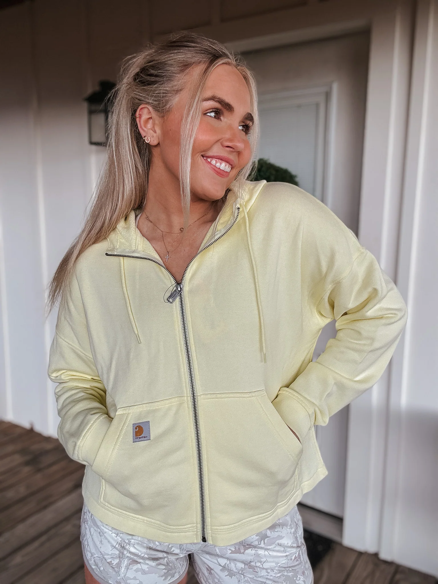 Carhartt Women's TENCEL™ Fiber Series Loose Fit Full-Zip Sweatshirt in Yellow - Image 4