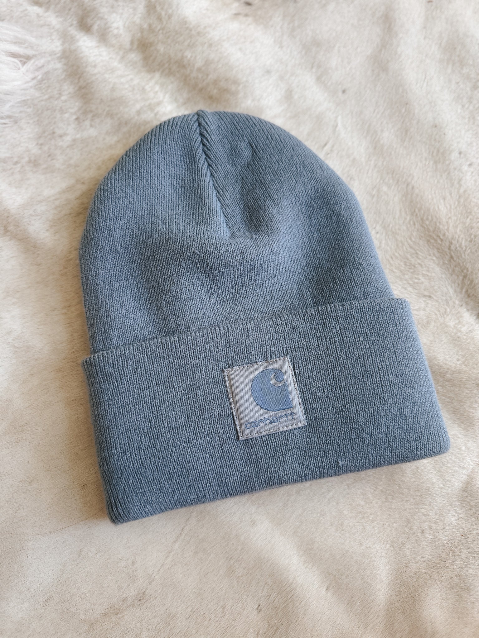 Women's Carhartt Knit Satin-Lined Beanie in Light Faded Navy - Image 3