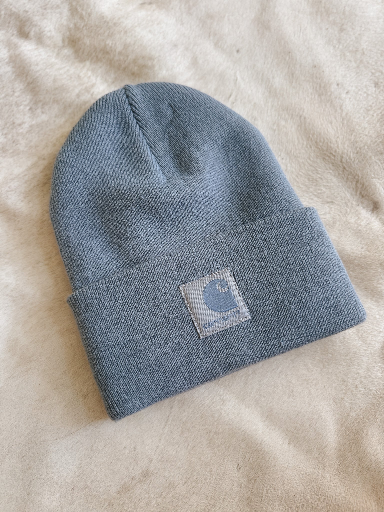 Women's Carhartt Knit Satin-Lined Beanie in Light Faded Navy - Image 4