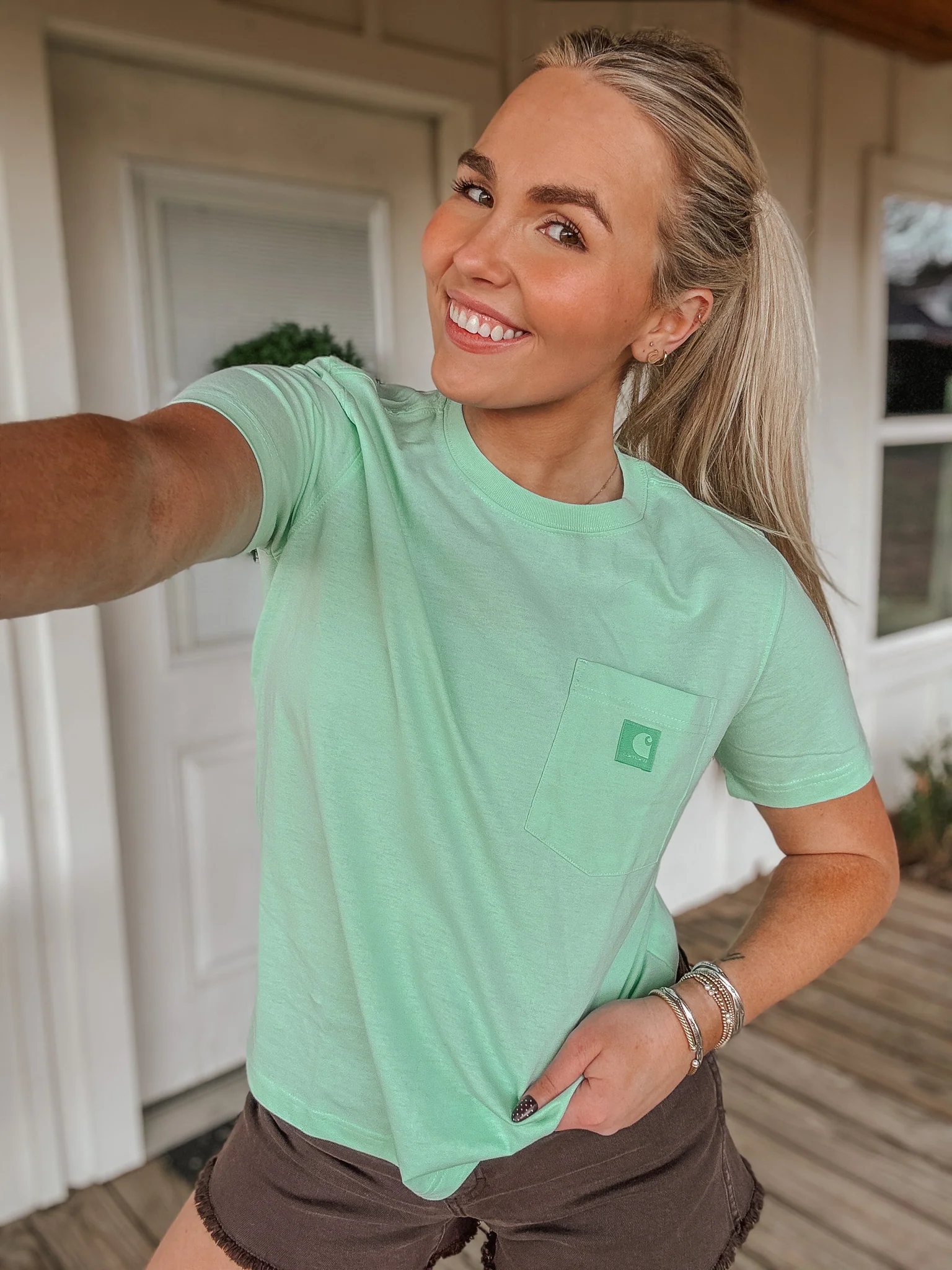 Carhartt Women's Relaxed Tee in Fresh Mint - Image 5