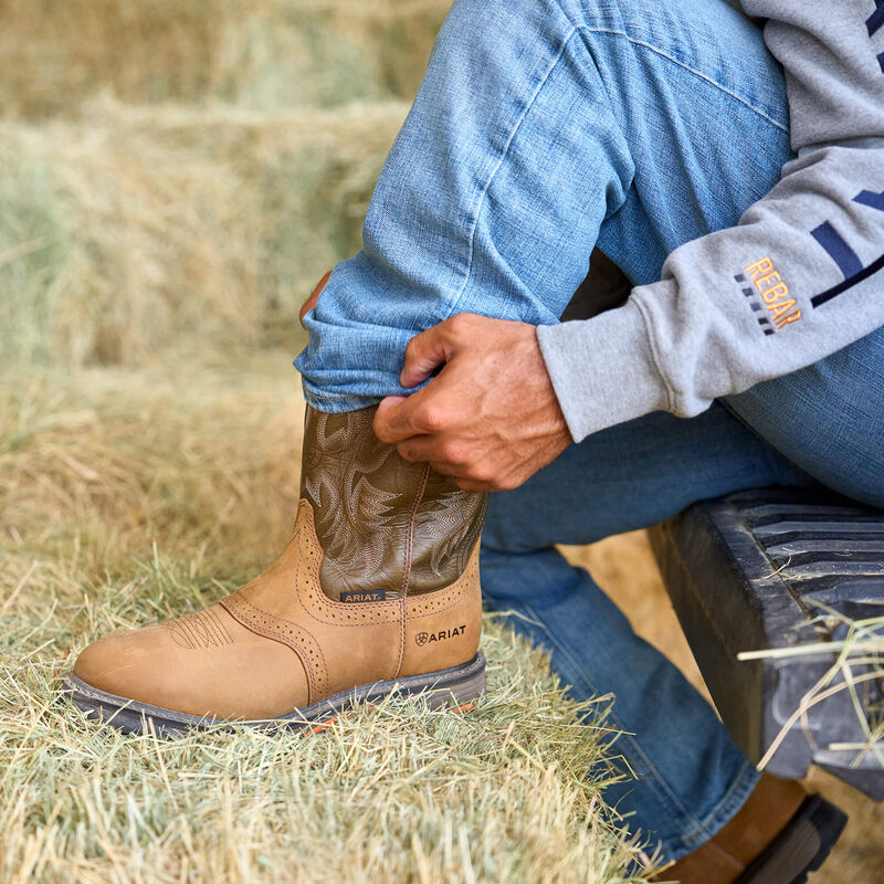Men's Ariat WorkHog Pull On Round Toe Work Boots - Image 6
