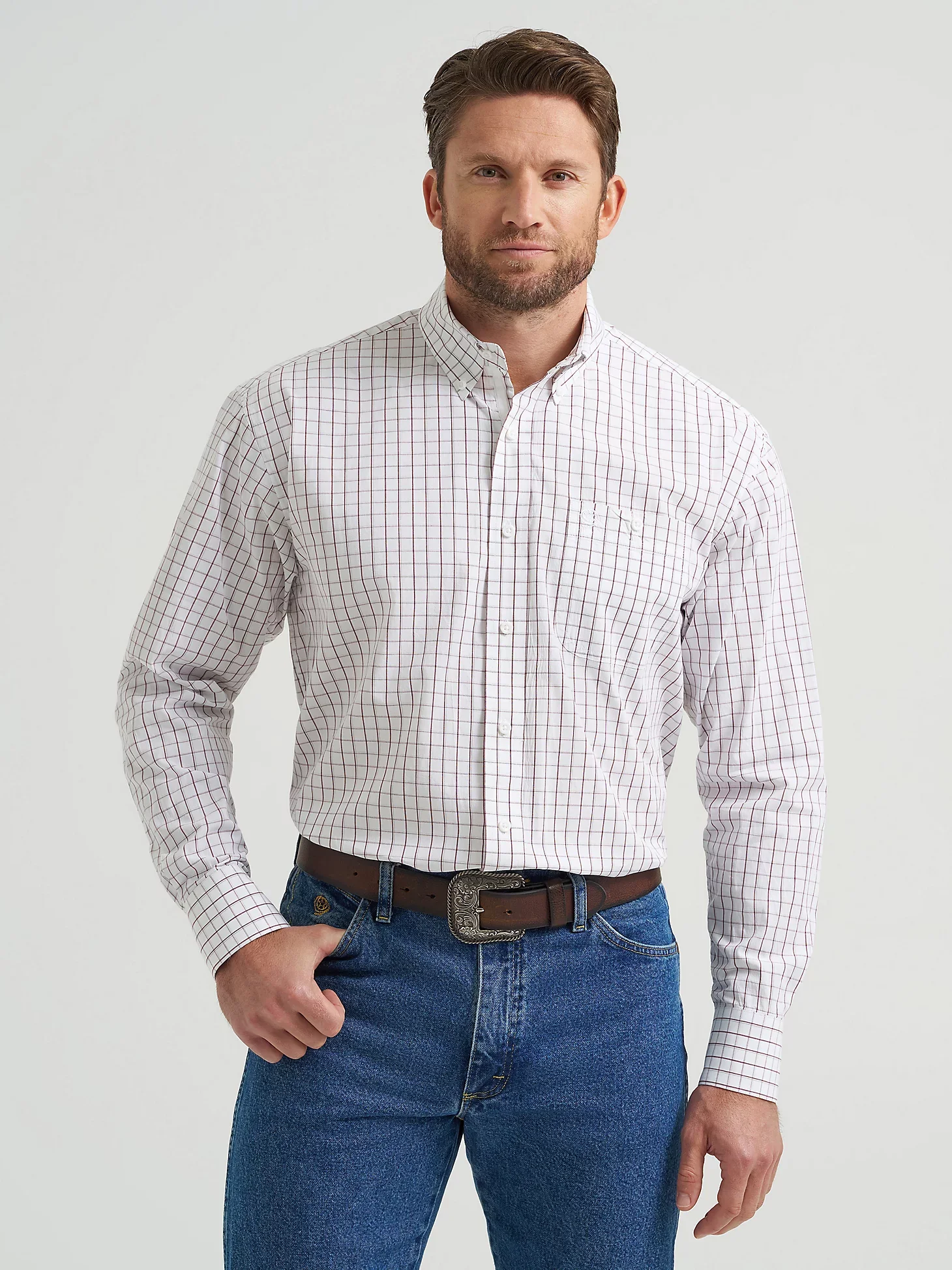 Men's Wrangler George Strait Long Sleeve Button Down One Pocket Shirt