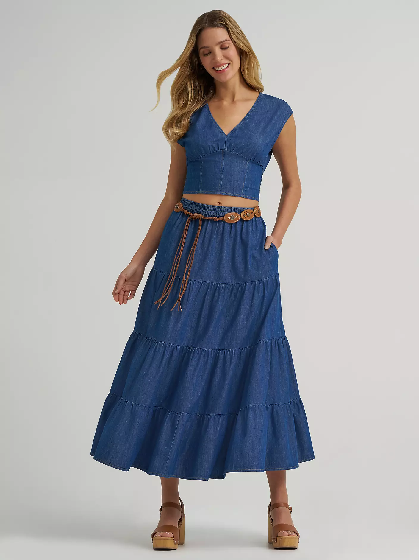 Wrangler Retro Denim Tiered Maxi Skirt - Image 10