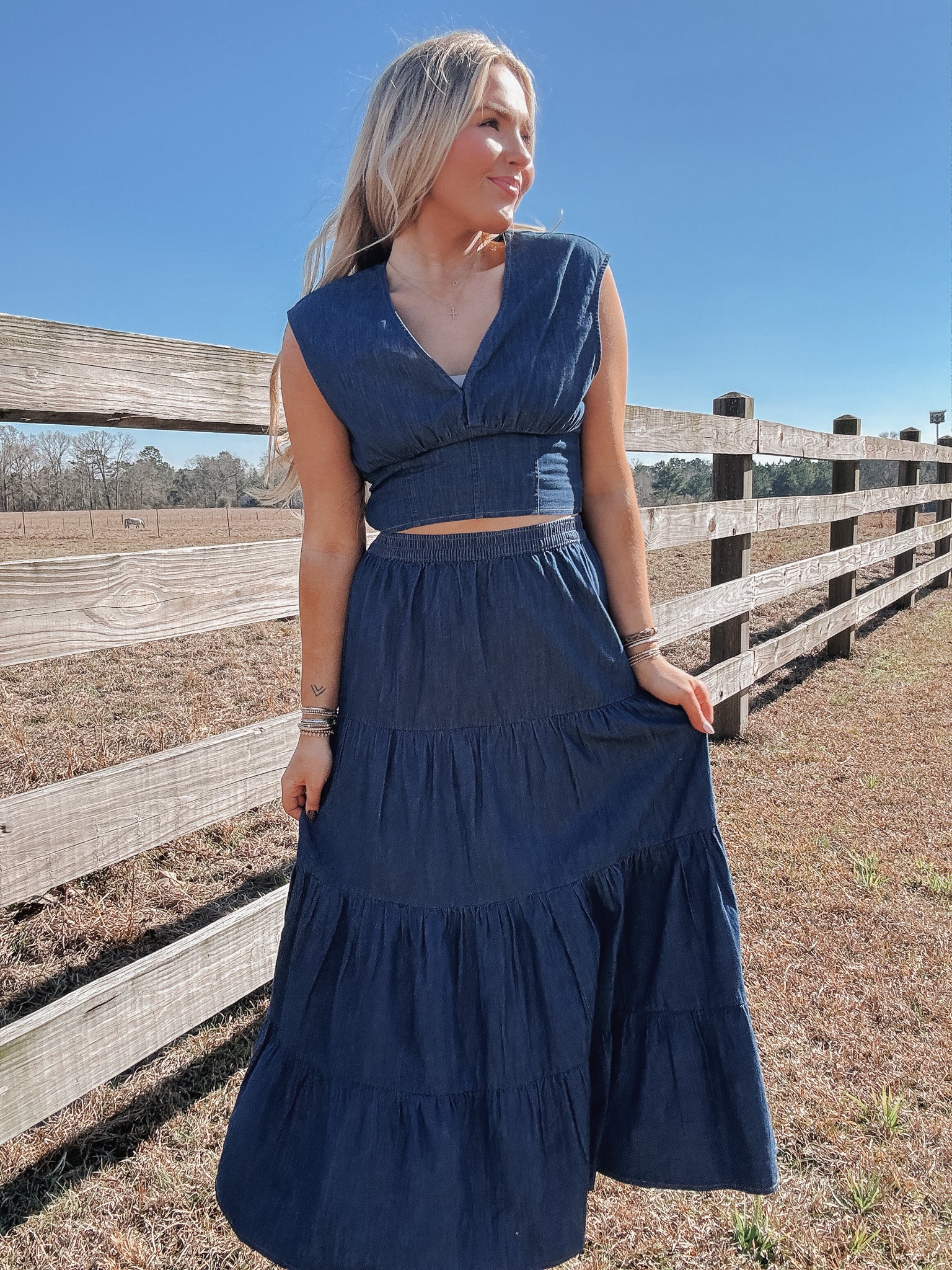 Wrangler Retro Smocked Crop Denim Blouse - Image 3