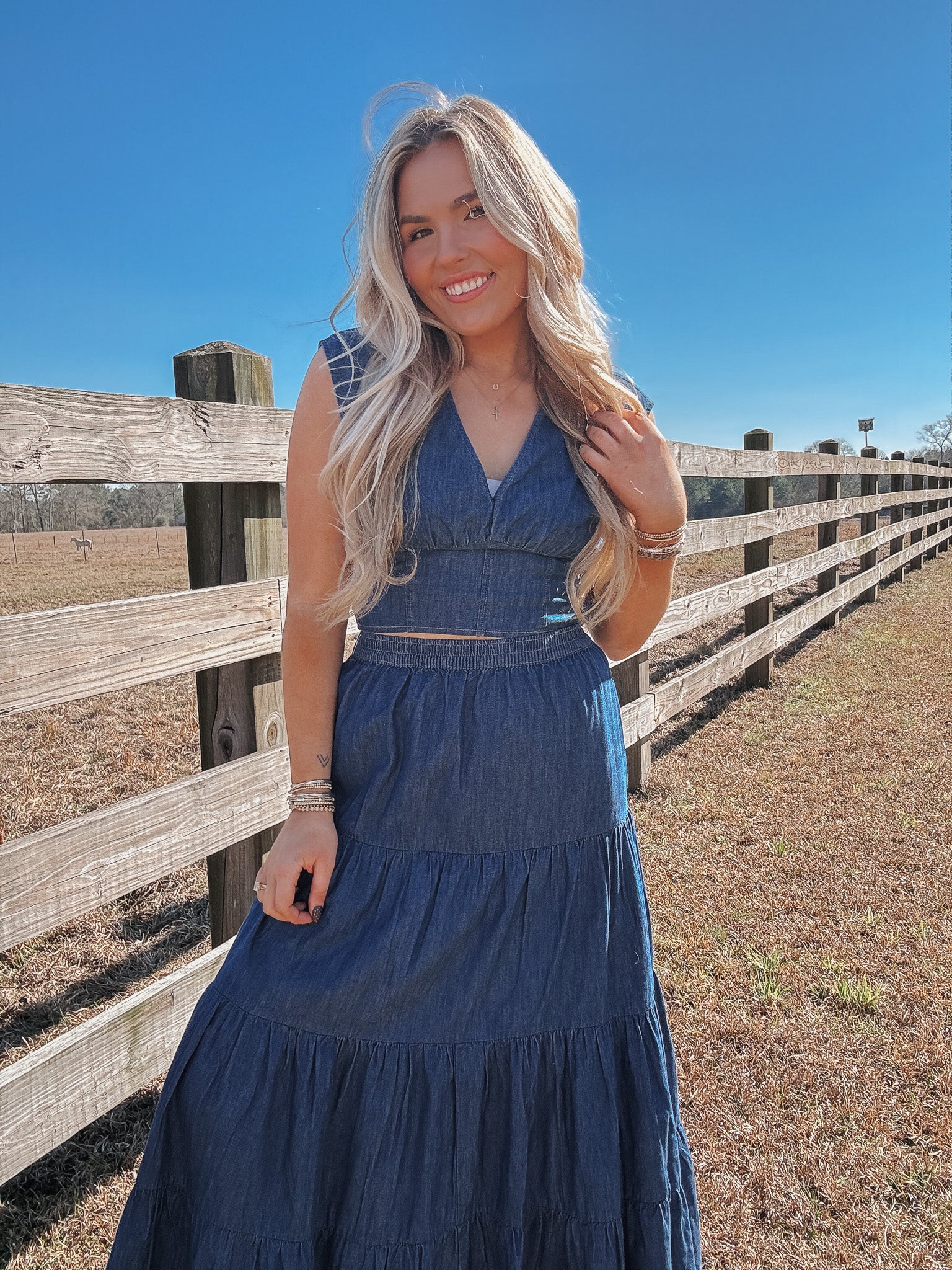 Wrangler Retro Smocked Crop Denim Blouse - Image 8