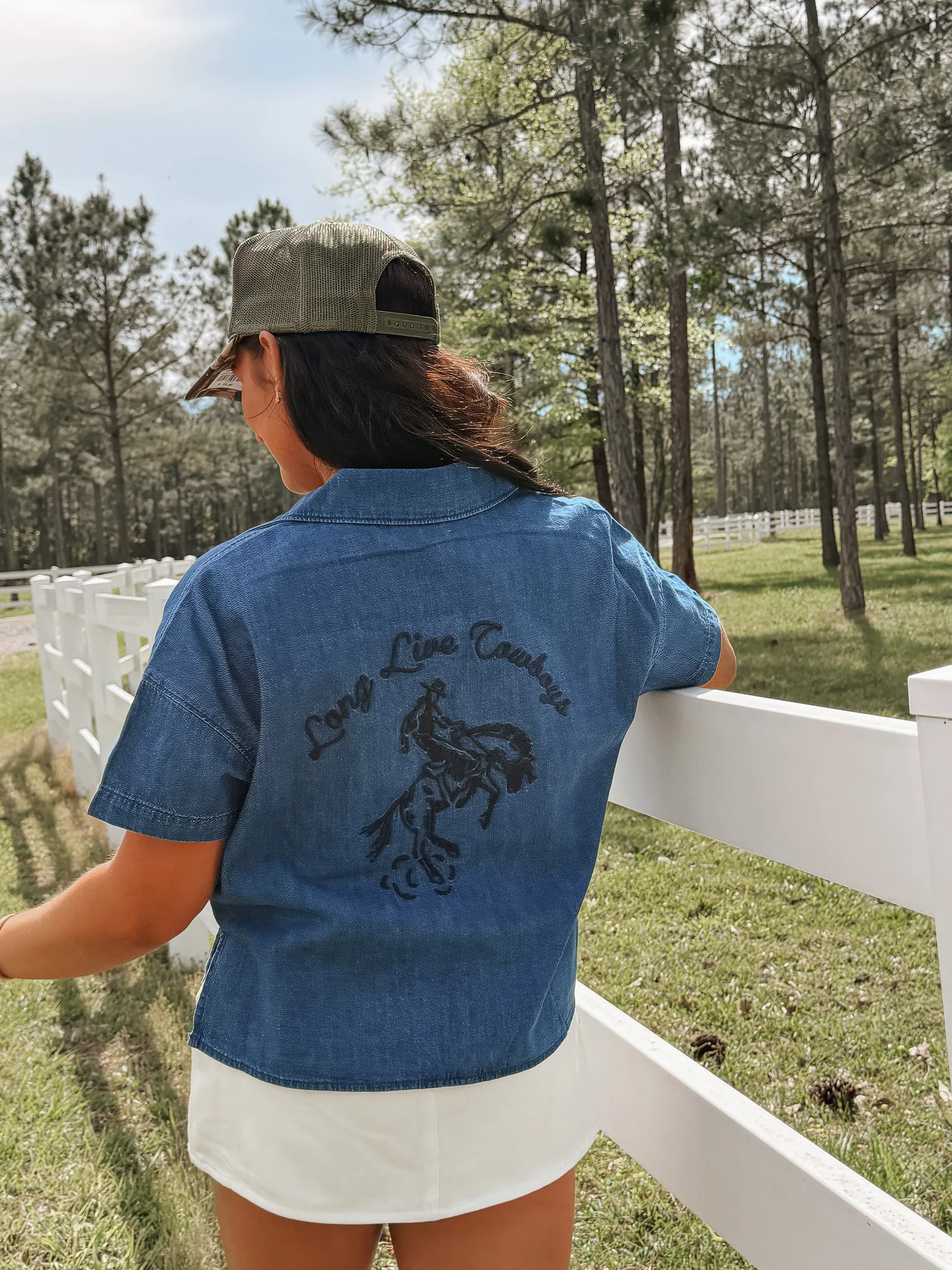 Wrangler Embroidered Denim Camp Shirt