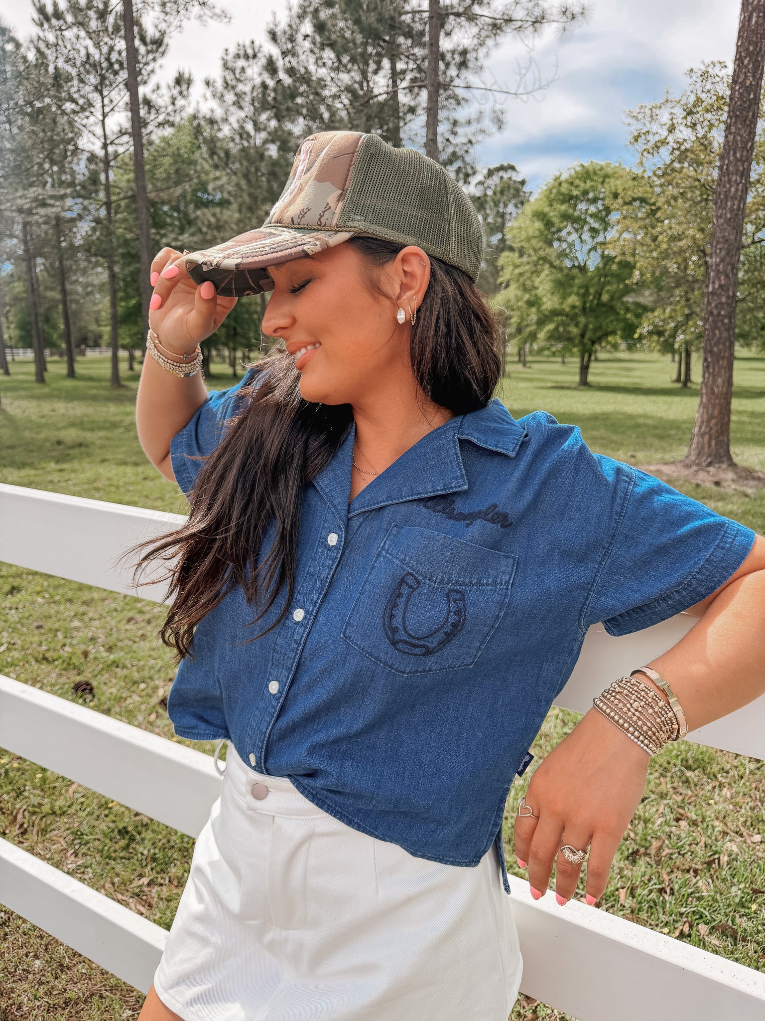 Wrangler Embroidered Denim Camp Shirt - Image 2