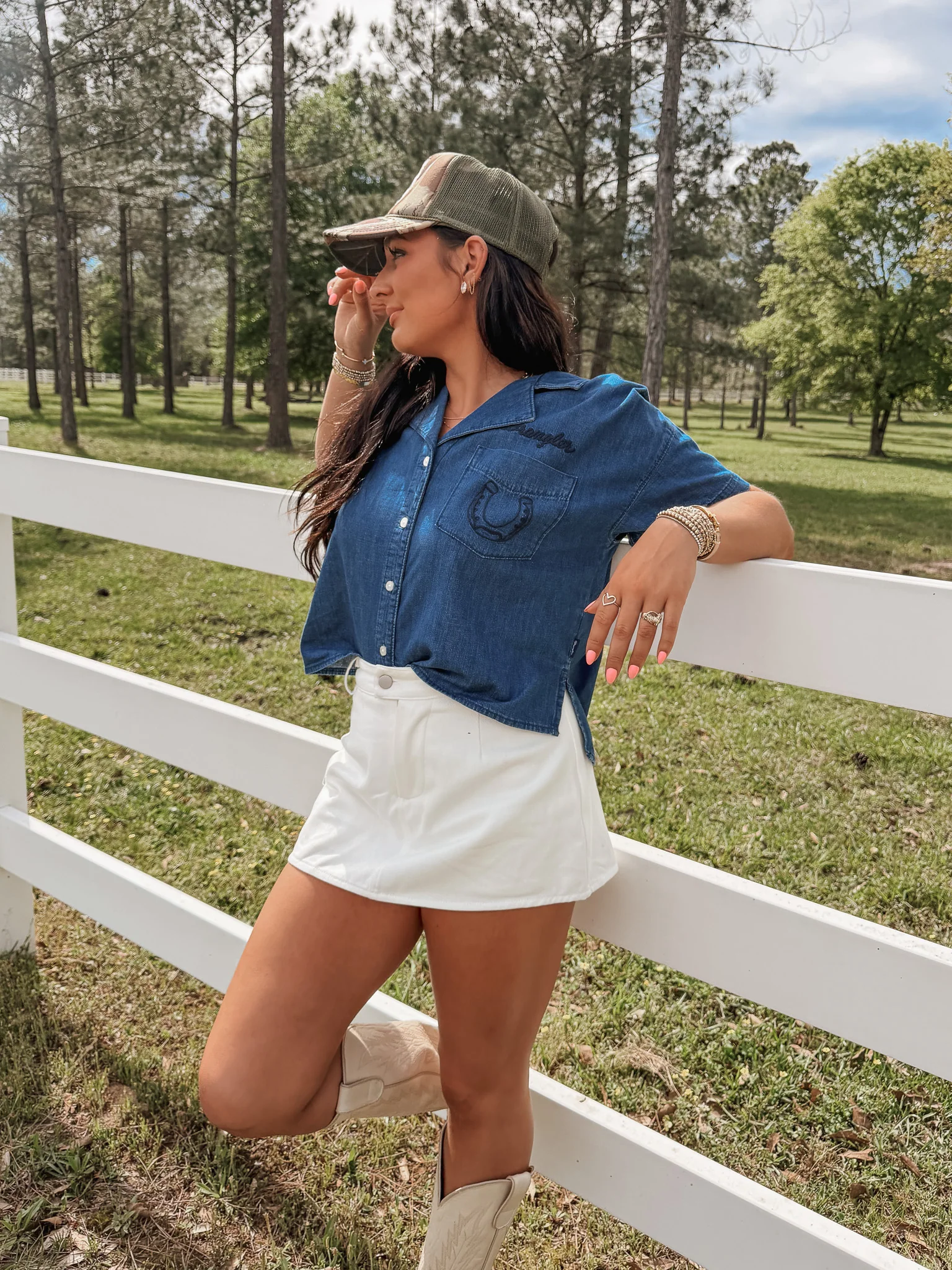 Wrangler Embroidered Denim Camp Shirt - Image 5