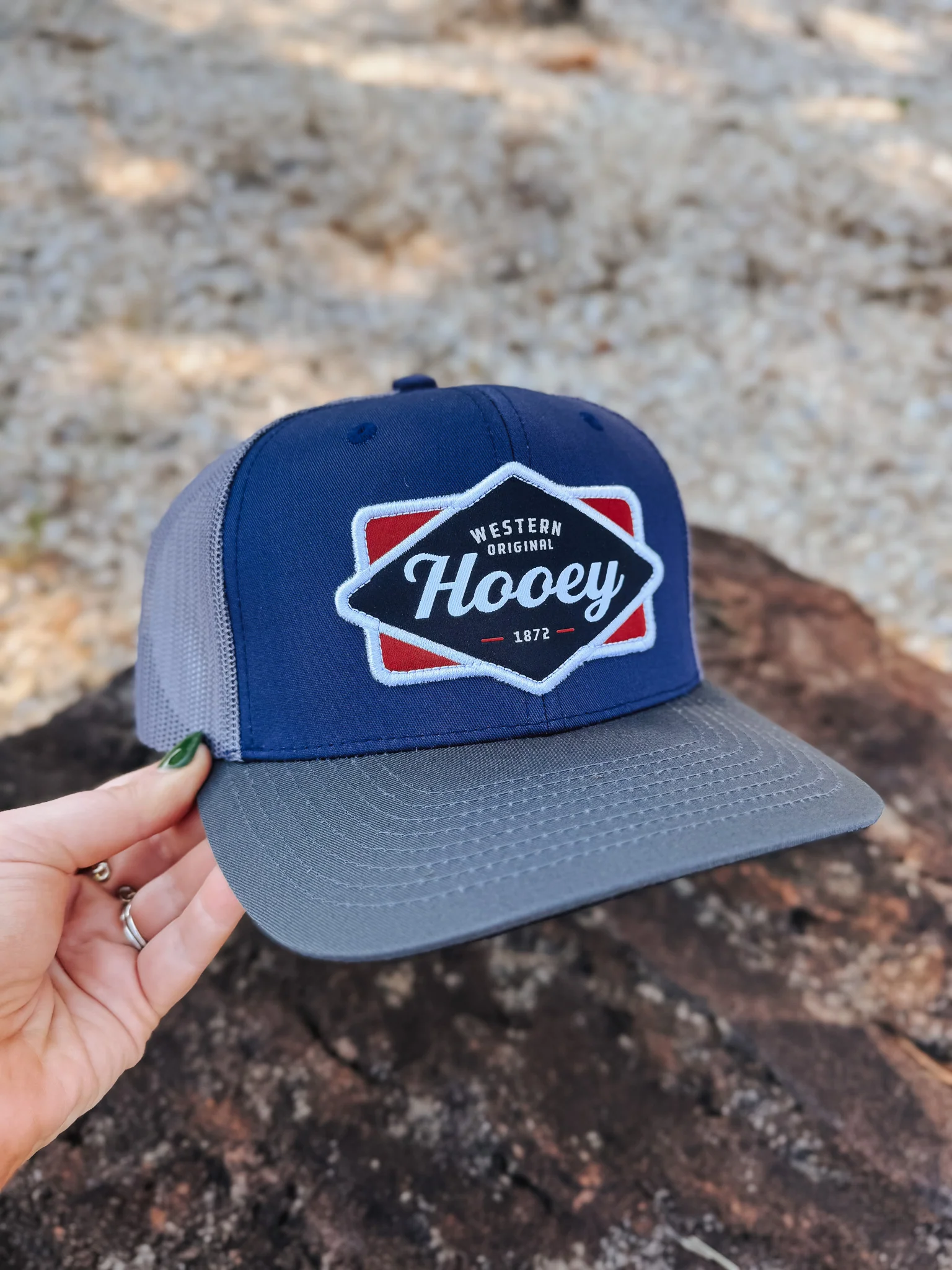 Hooey Diamond Navy/Red/White Patch Cap - Image 3