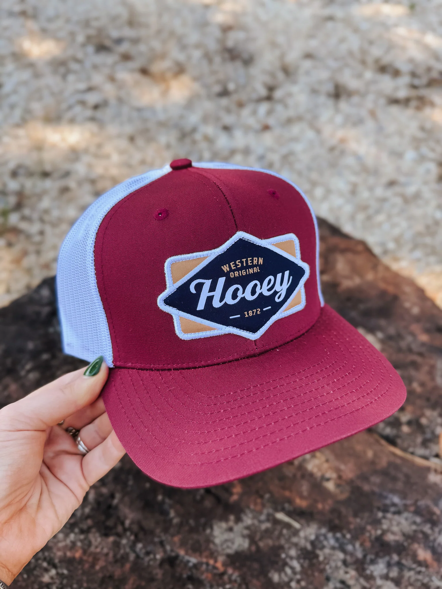 Hooey Diamond Red/White/Tan Patch Cap - Image 4