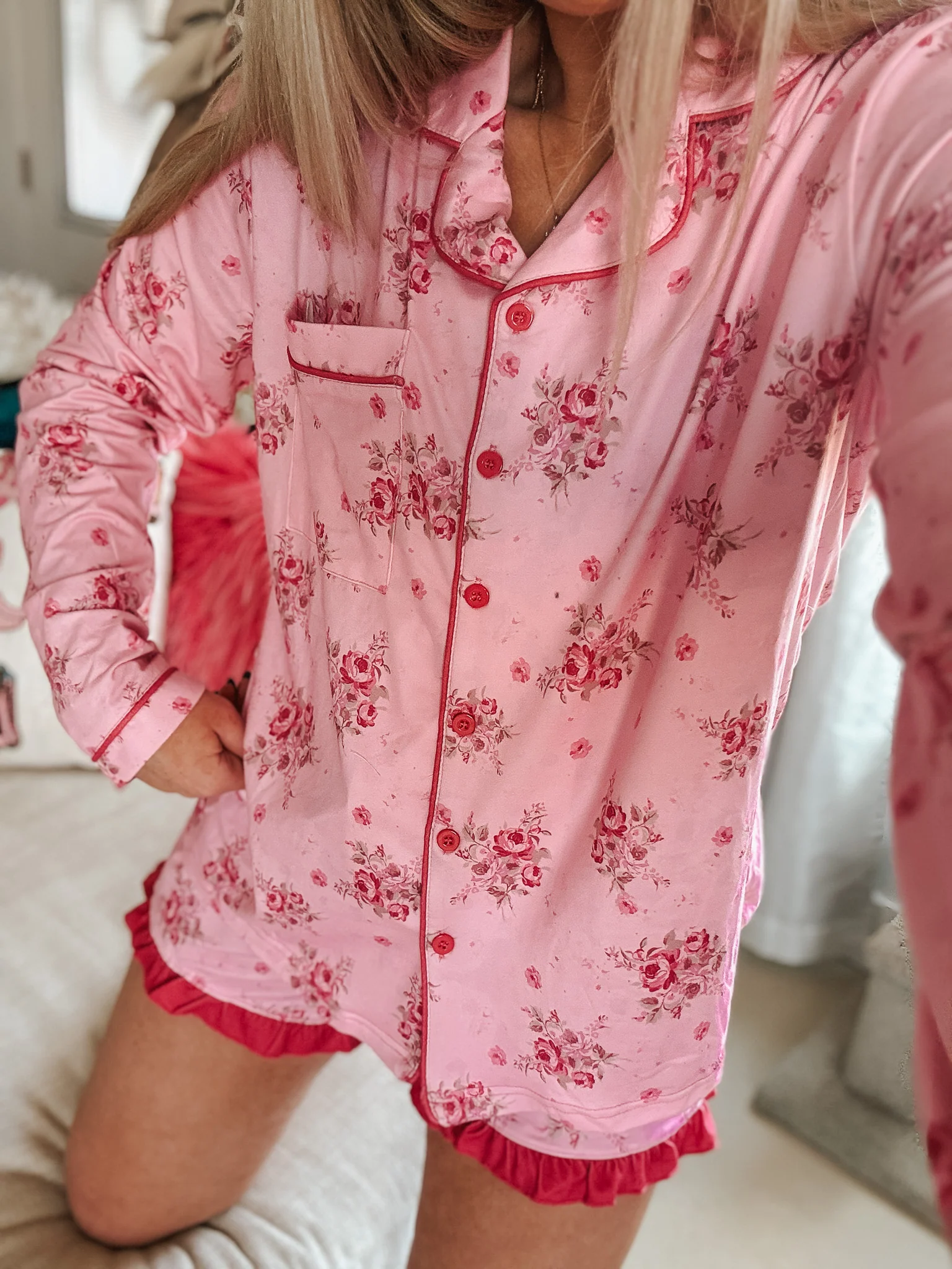 Blushing Blooms Ruffle Pajama Set - Image 13