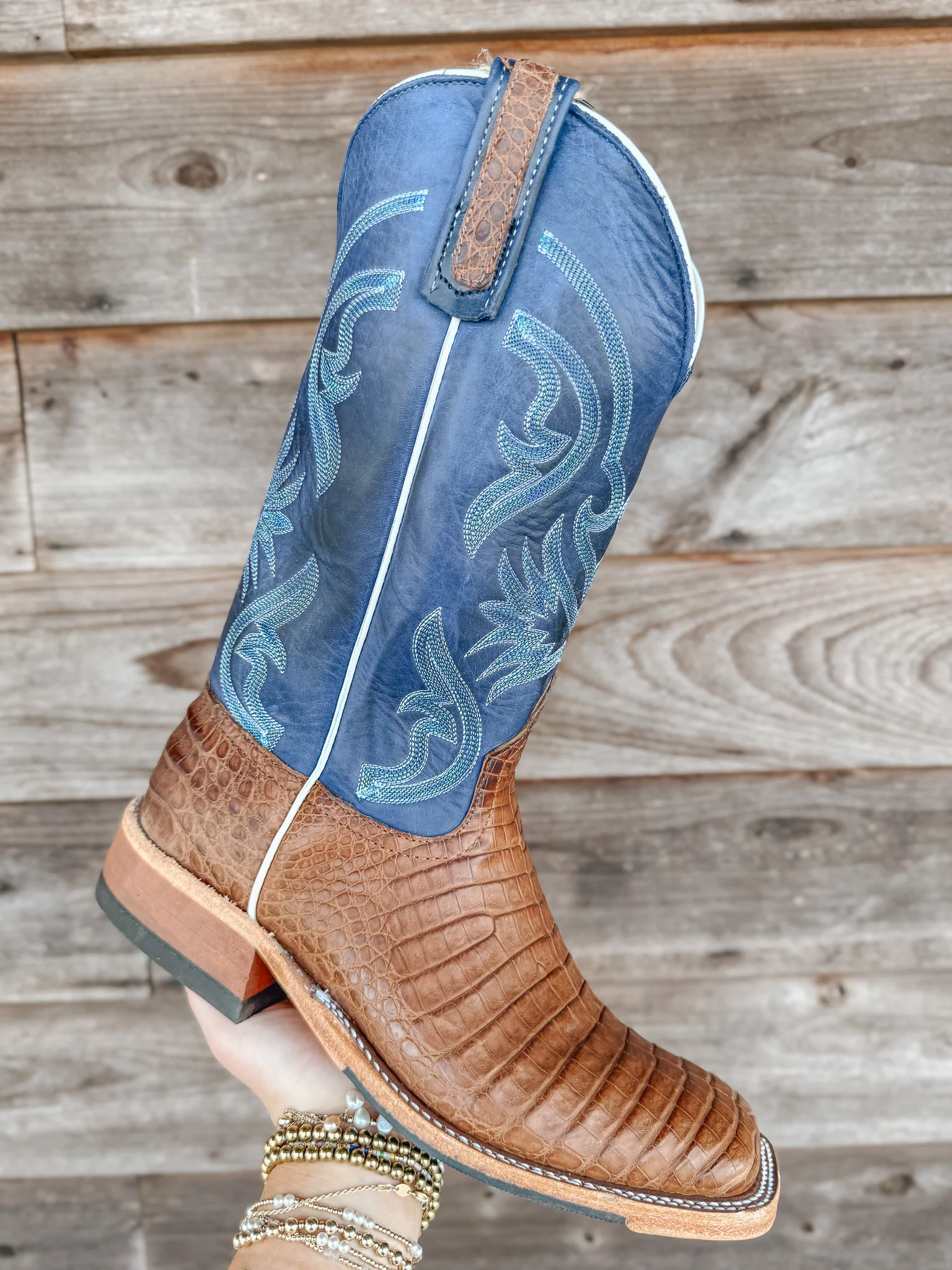 Men's Anderson Bean BC Exclusive Caiman Belly Oak/Blue Boots - Image 3