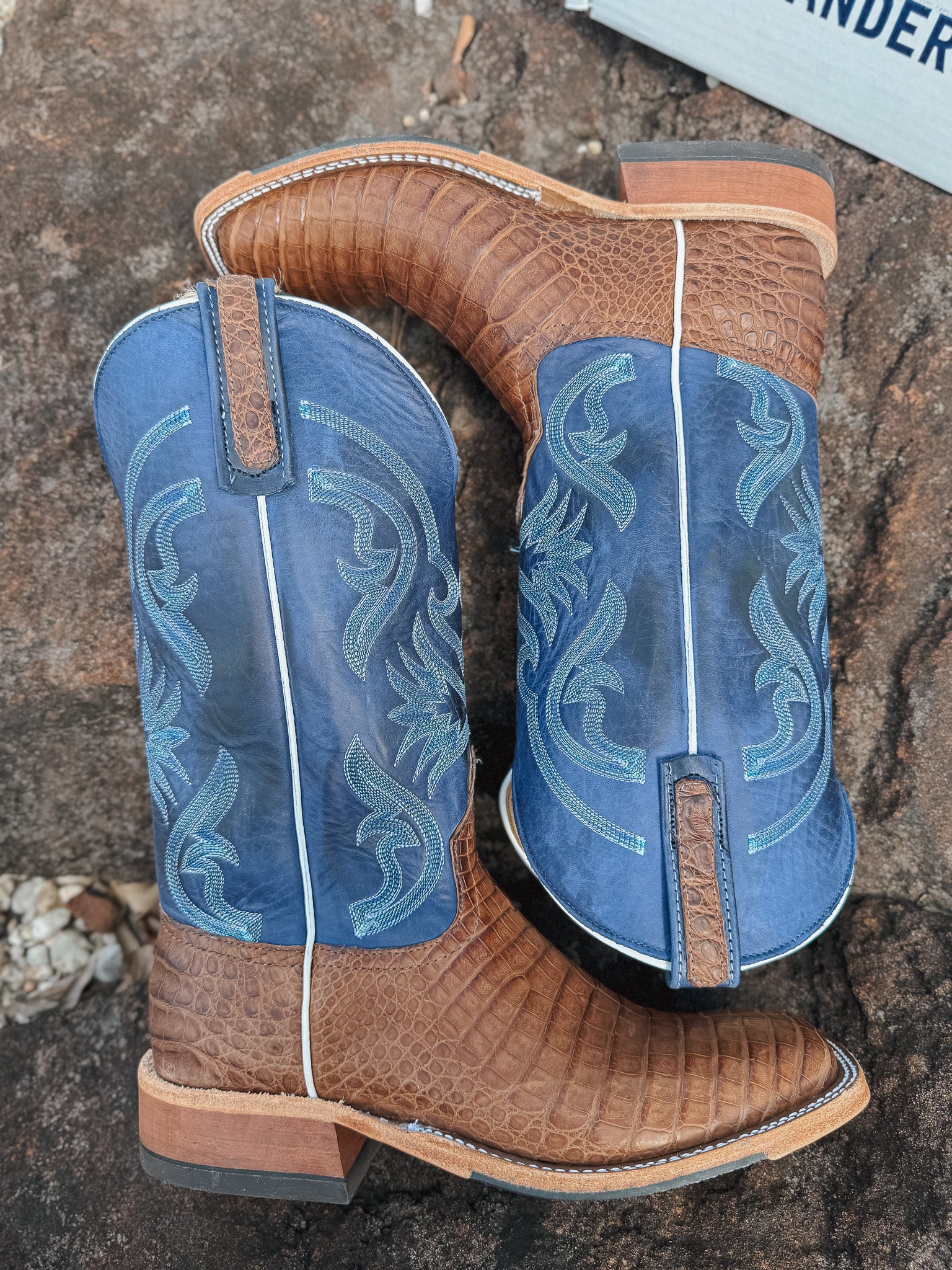 Men's Anderson Bean BC Exclusive Caiman Belly Oak/Blue Boots - Image 9