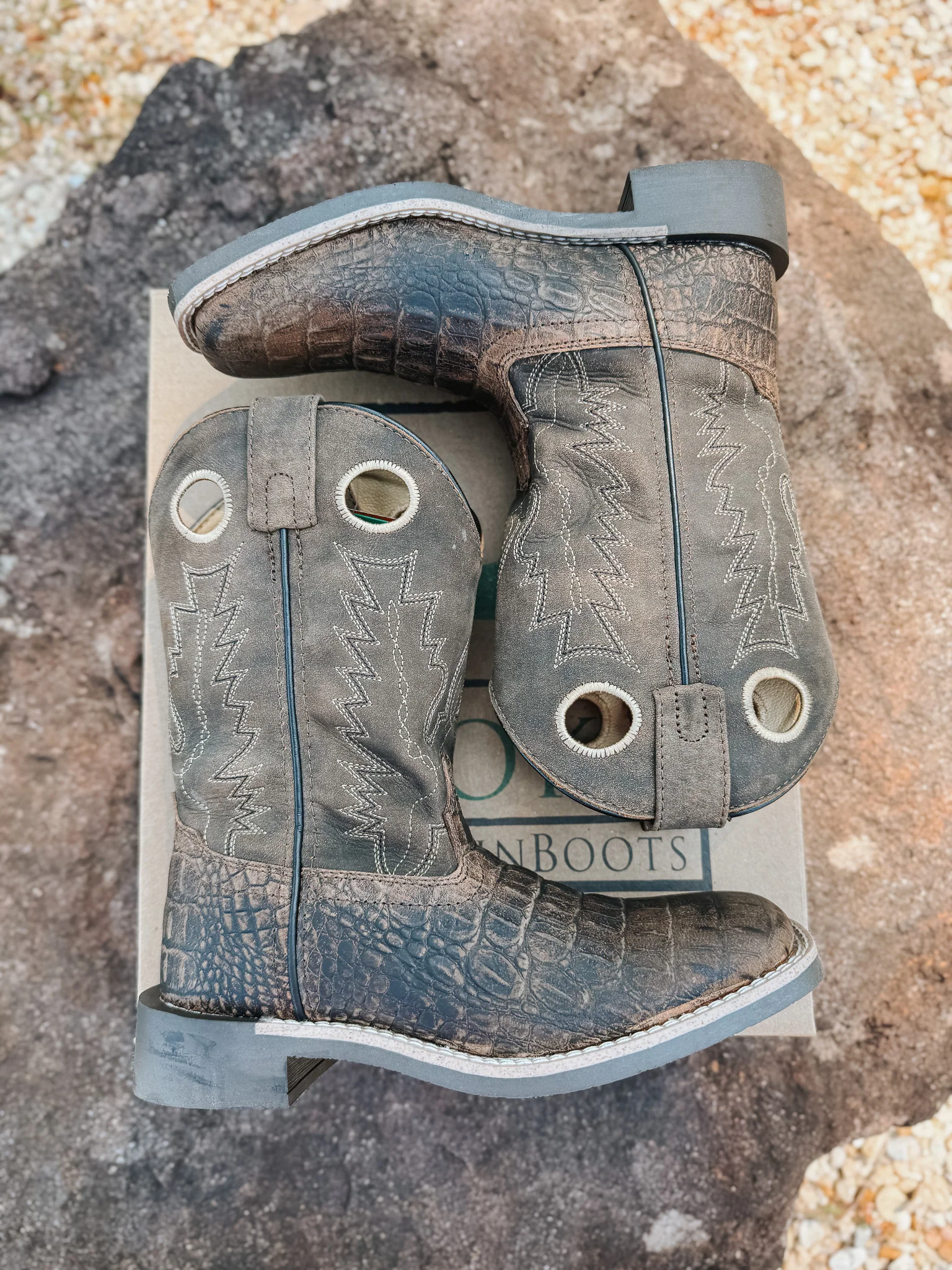 Little Kid's Smoky Mountain Brown Gator Boot - Image 10