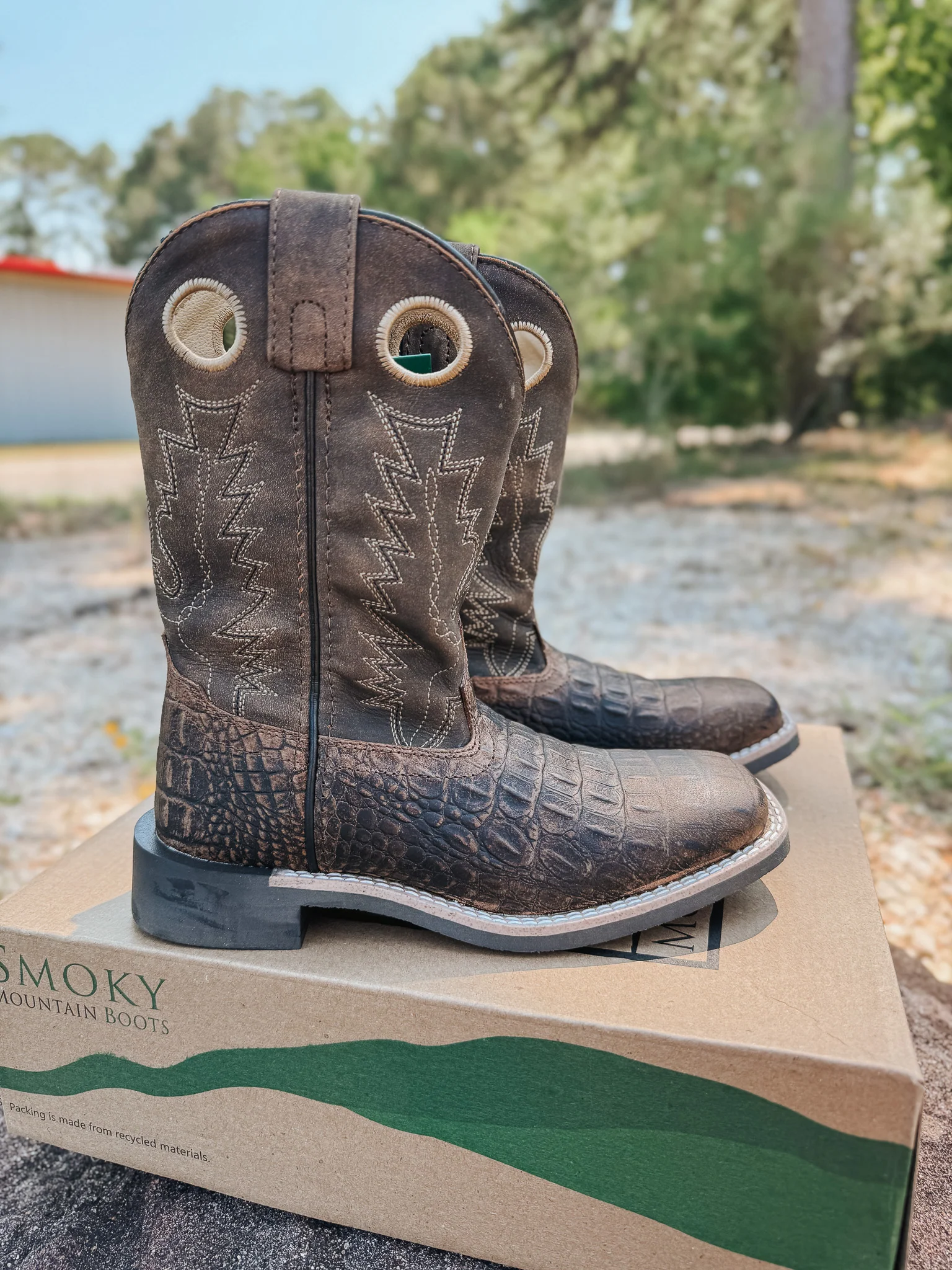Little Kid's Smoky Mountain Brown Gator Boot - Image 9
