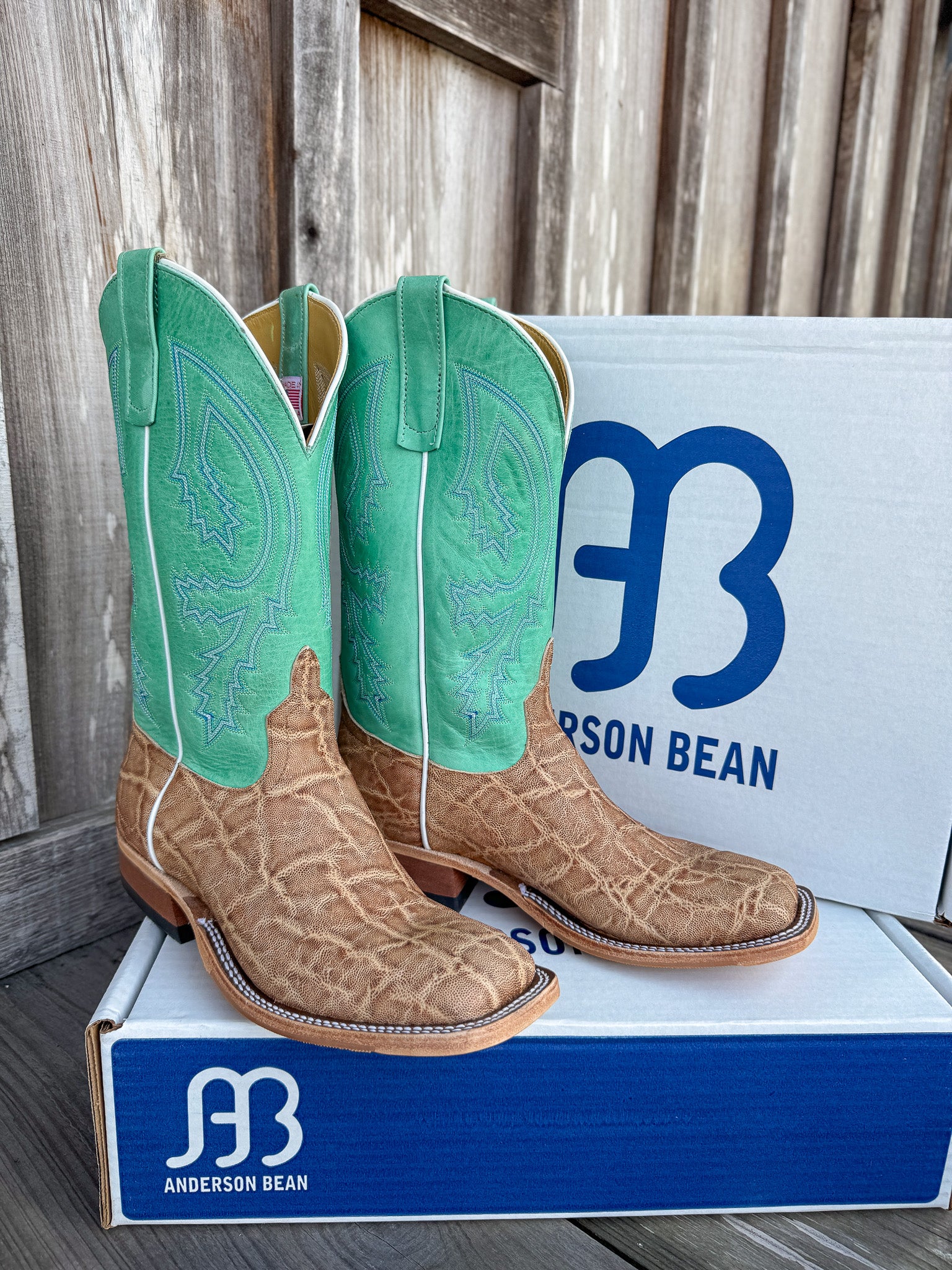 Men's Anderson Bean BC Exclusive Light Tan Elephant/Green Super Oil Boots - Image 10