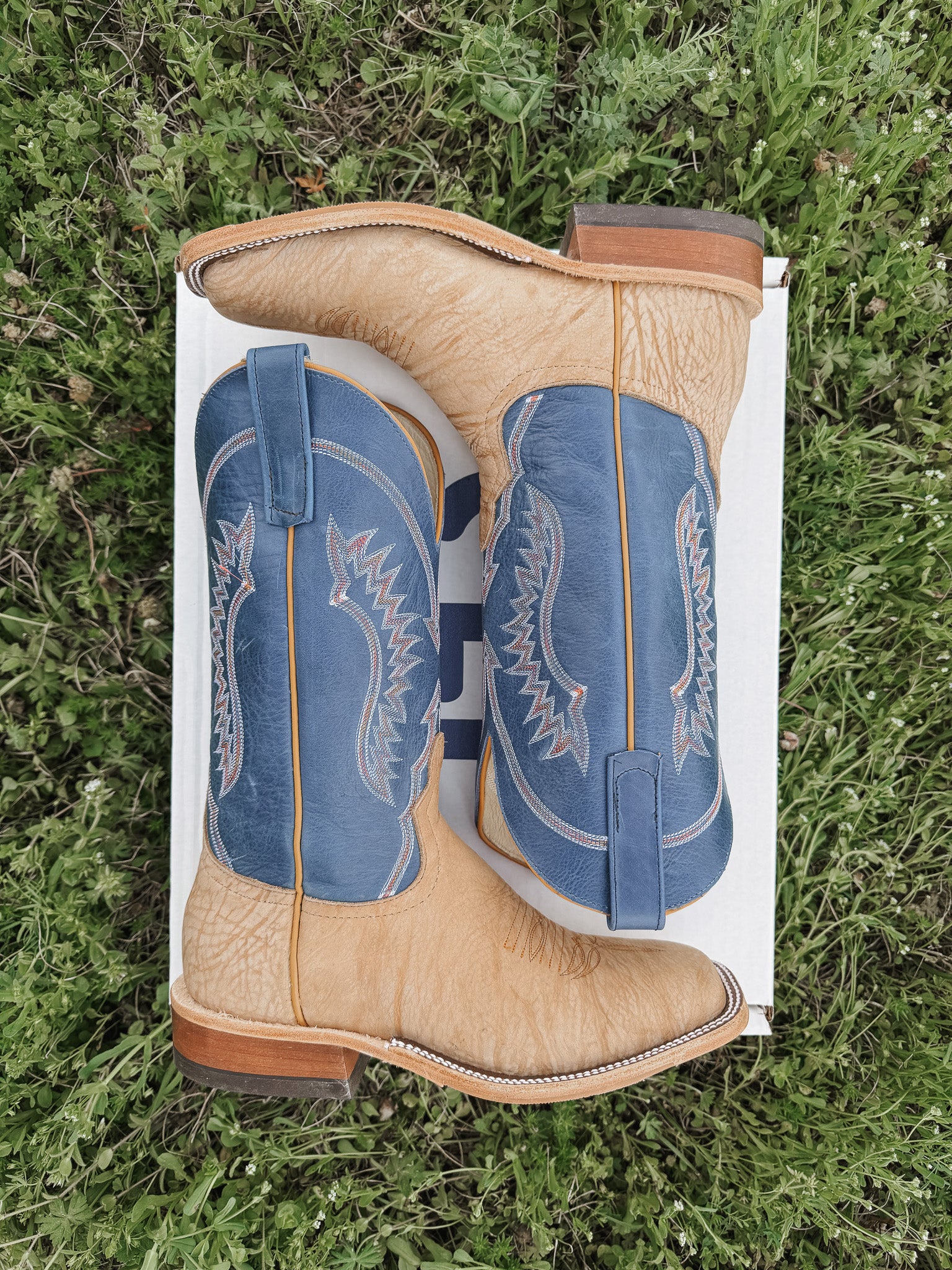 Men's Anderson Bean BC Exclusive Tan Washed Shoulder/Sky Blue Boots - Image 6