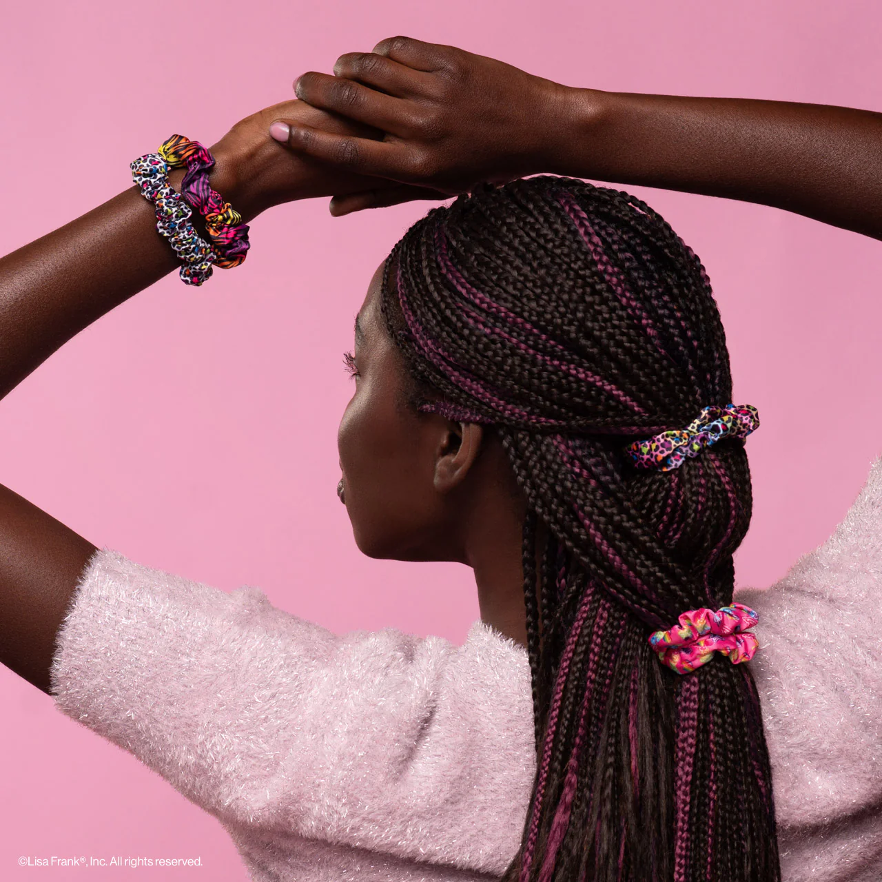 Lisa Frank X Kitsch Ruched Satin Scrunchies - Rainbow Leopard - Image 4