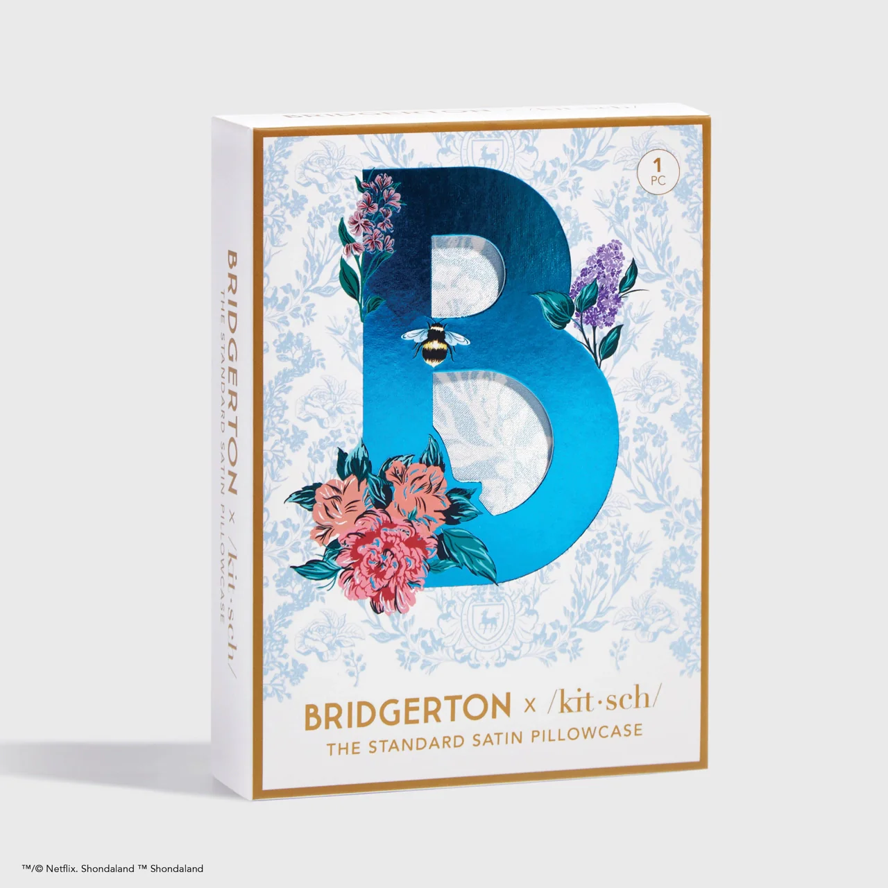 Kitsch X Bridgerton Satin Pillowcase - Toile De Blue - Image 6