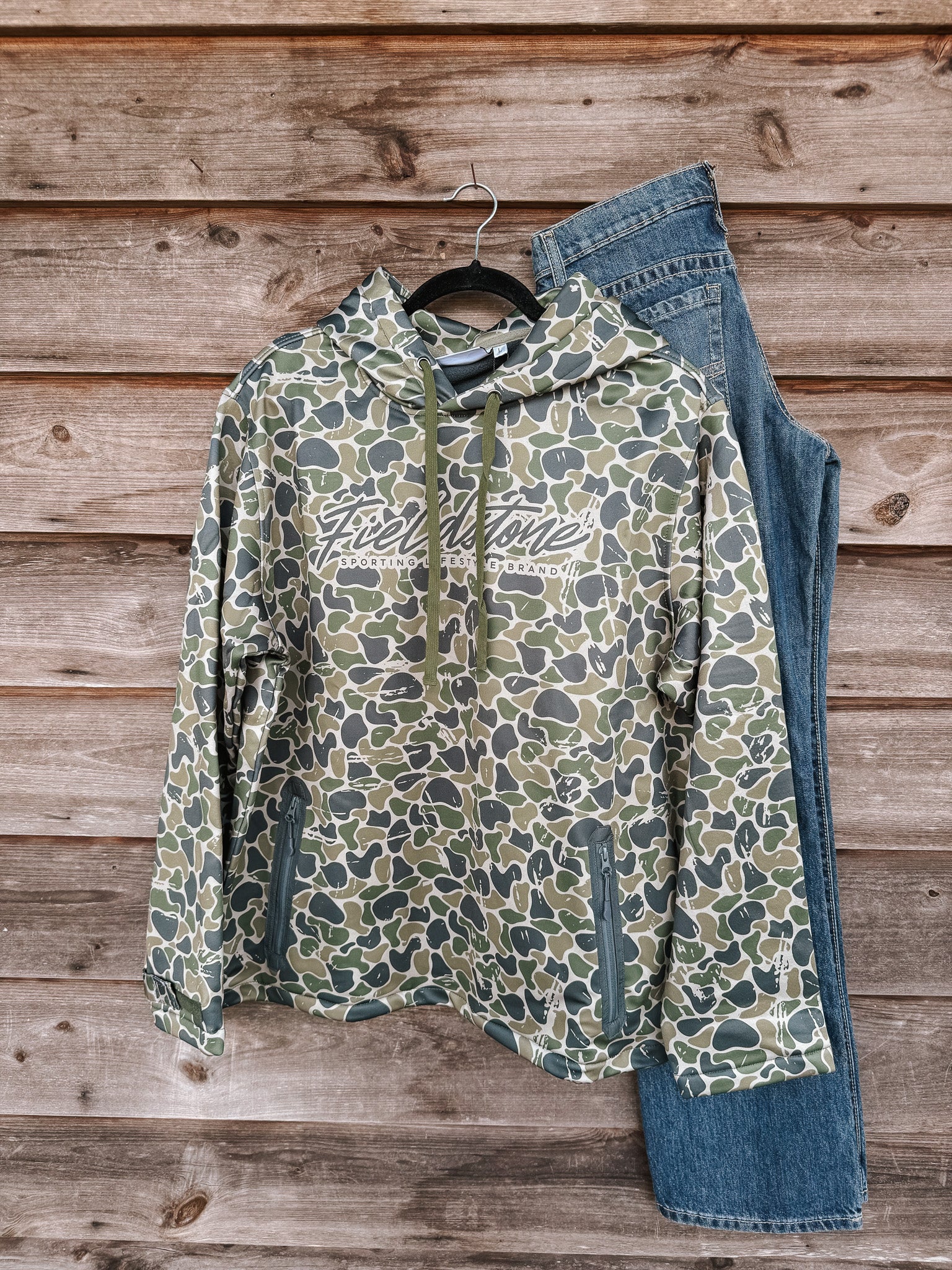 Men's Fieldstone Backwoods Script Camo Hoodie - Image 3