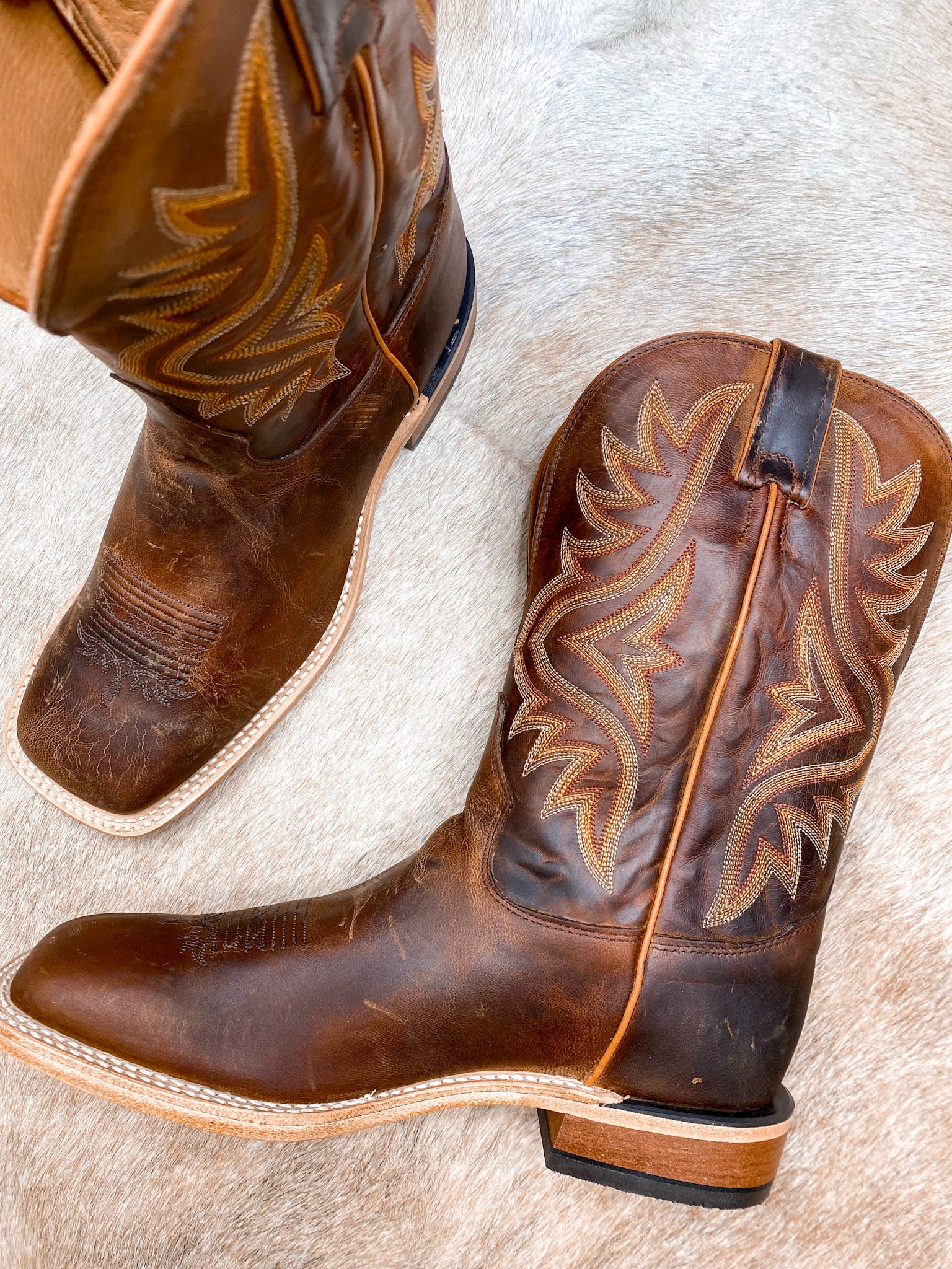 TONY LAMA AVETT IN TAN WORN GOAT BOOT - Image 5