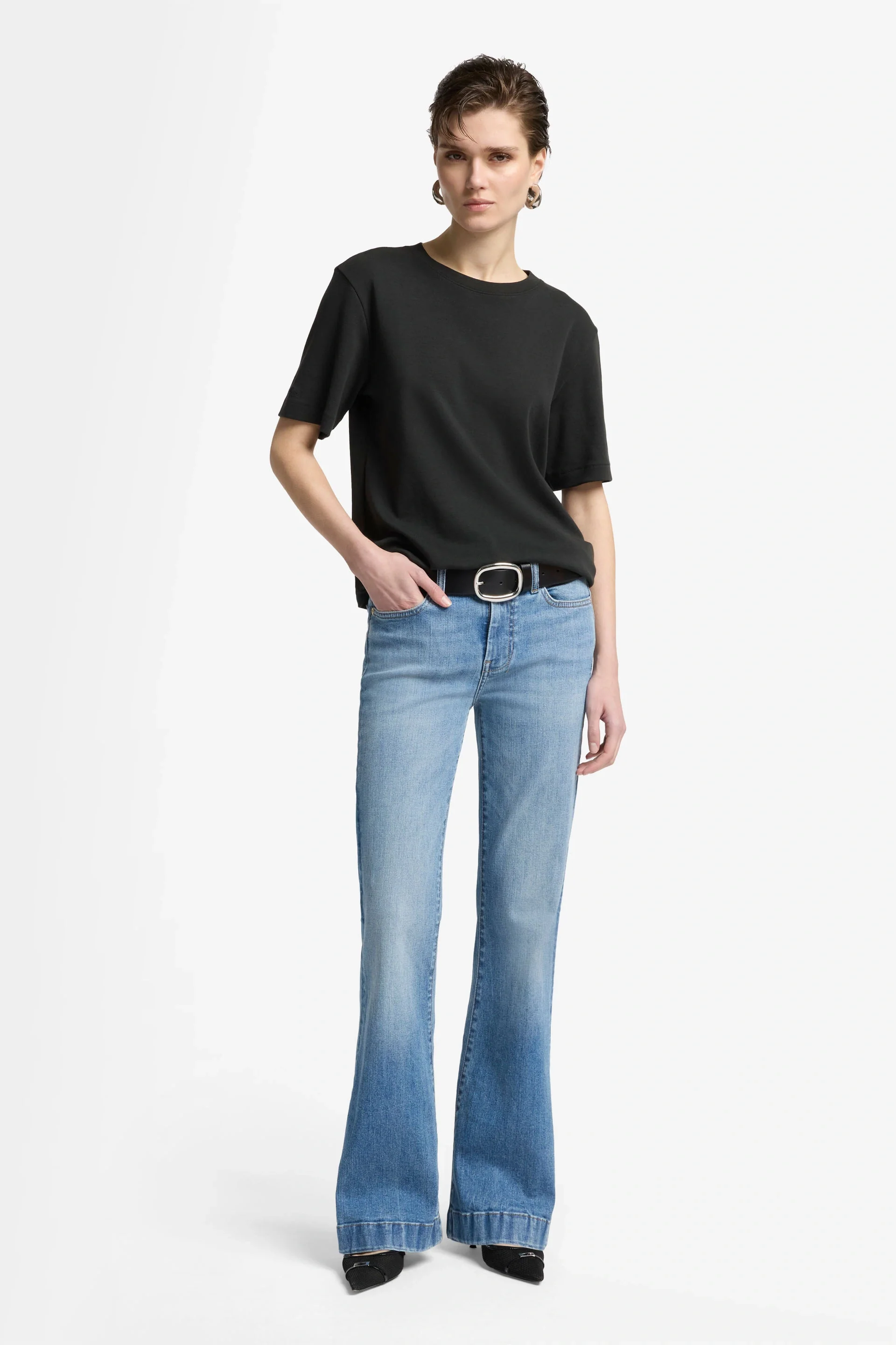 7 For All Mankind DOJO TAILORLESS SLIM ILLUSION PINE Mid Waist Flared Jeans - Image 7